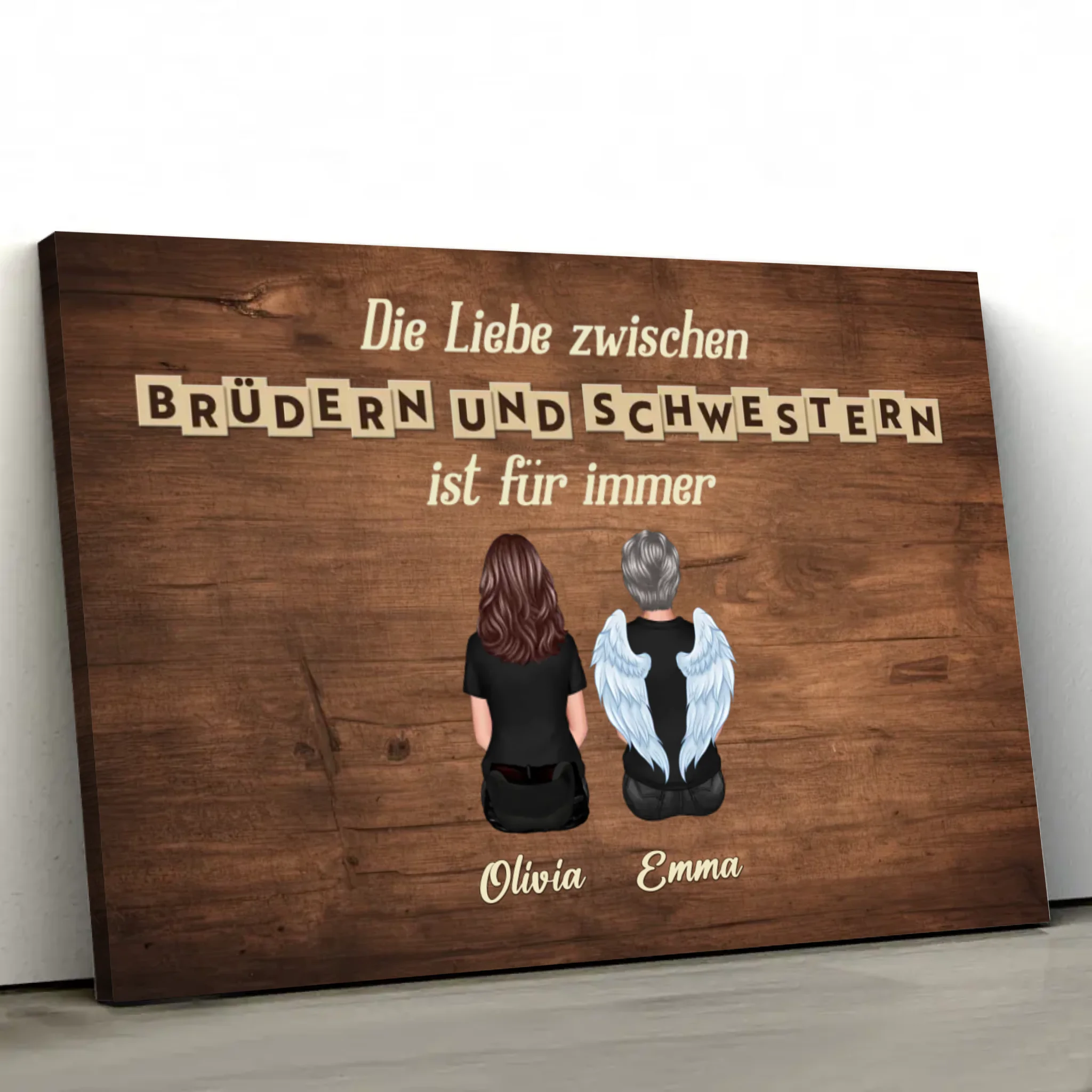 Personalisierte Leinwand "Liebe zwischen Brüder & Schwestern ist für immer"