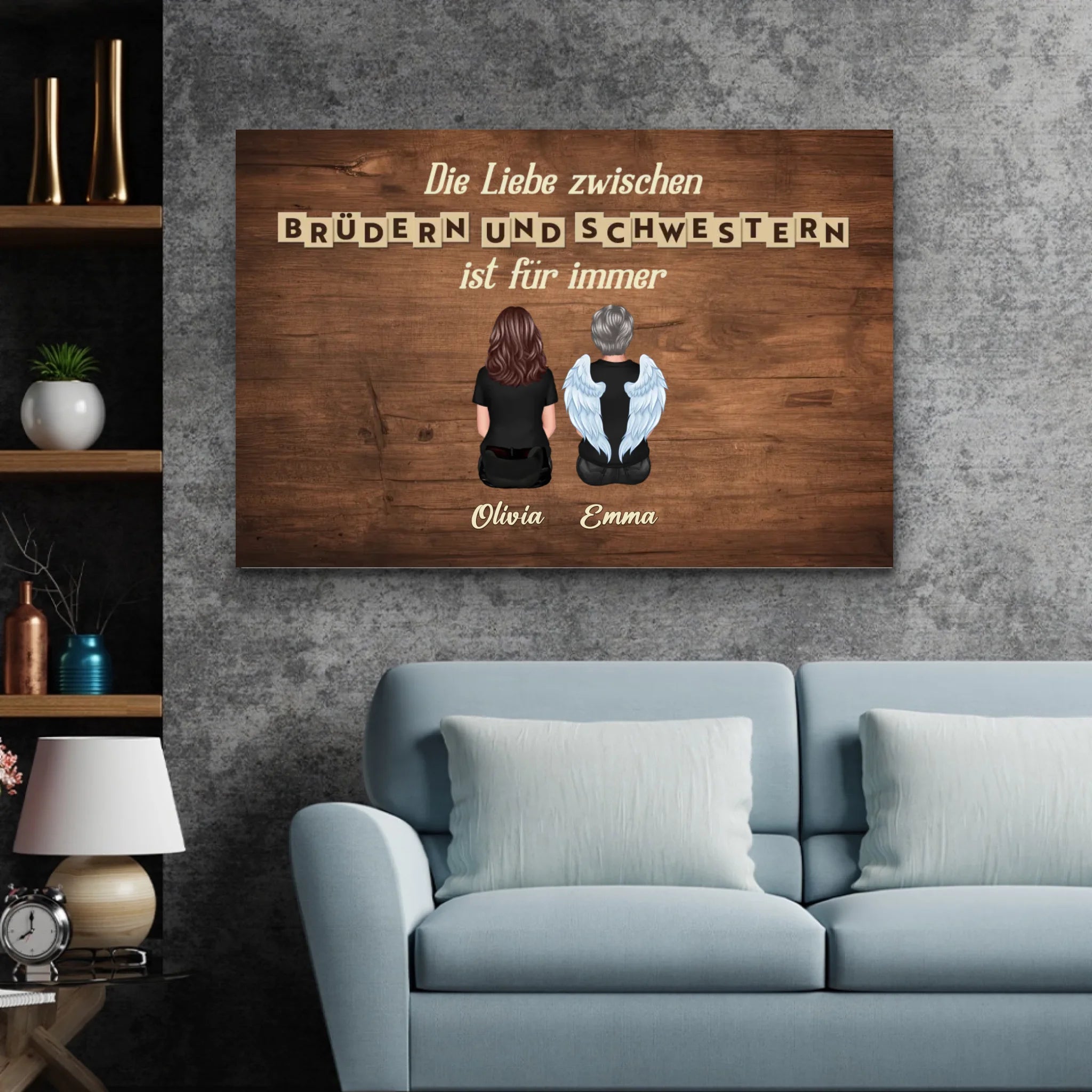 Personalisierte Leinwand "Liebe zwischen Brüder & Schwestern ist für immer"