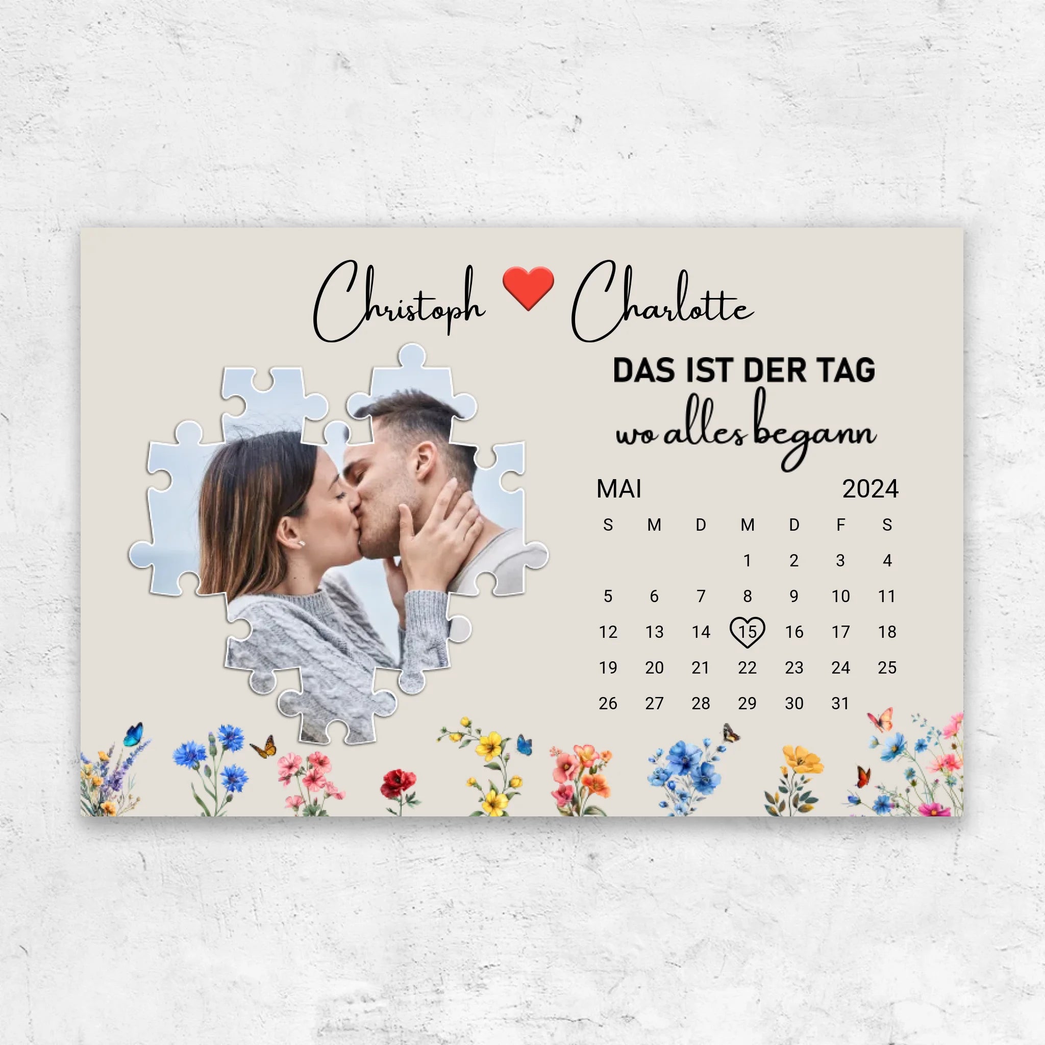 Personalisierte Leinwand "Das ist der Tag, wo alles begann"