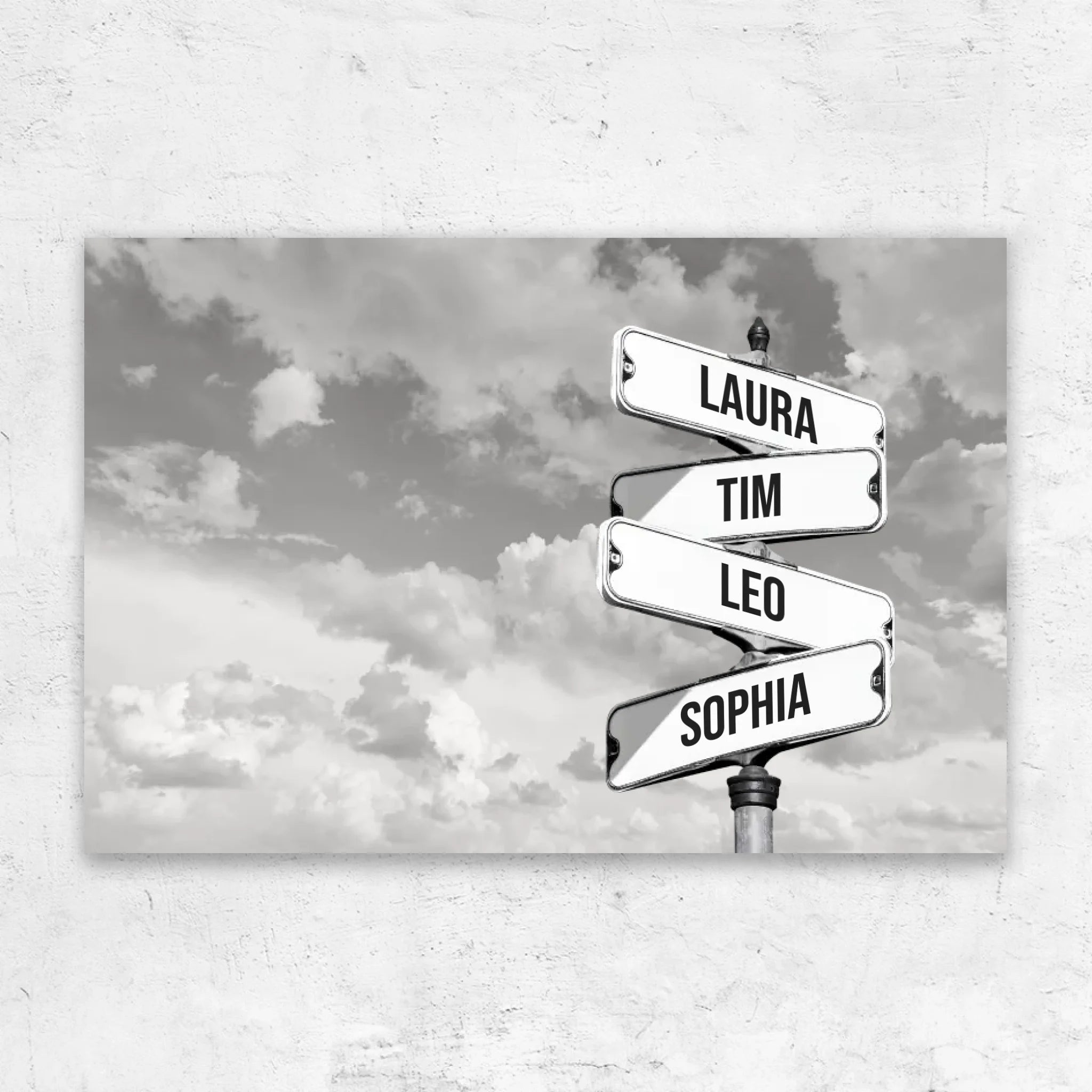 Personalisierte Leinwand "Vintage Straßenschild für Familien - Horizontal"