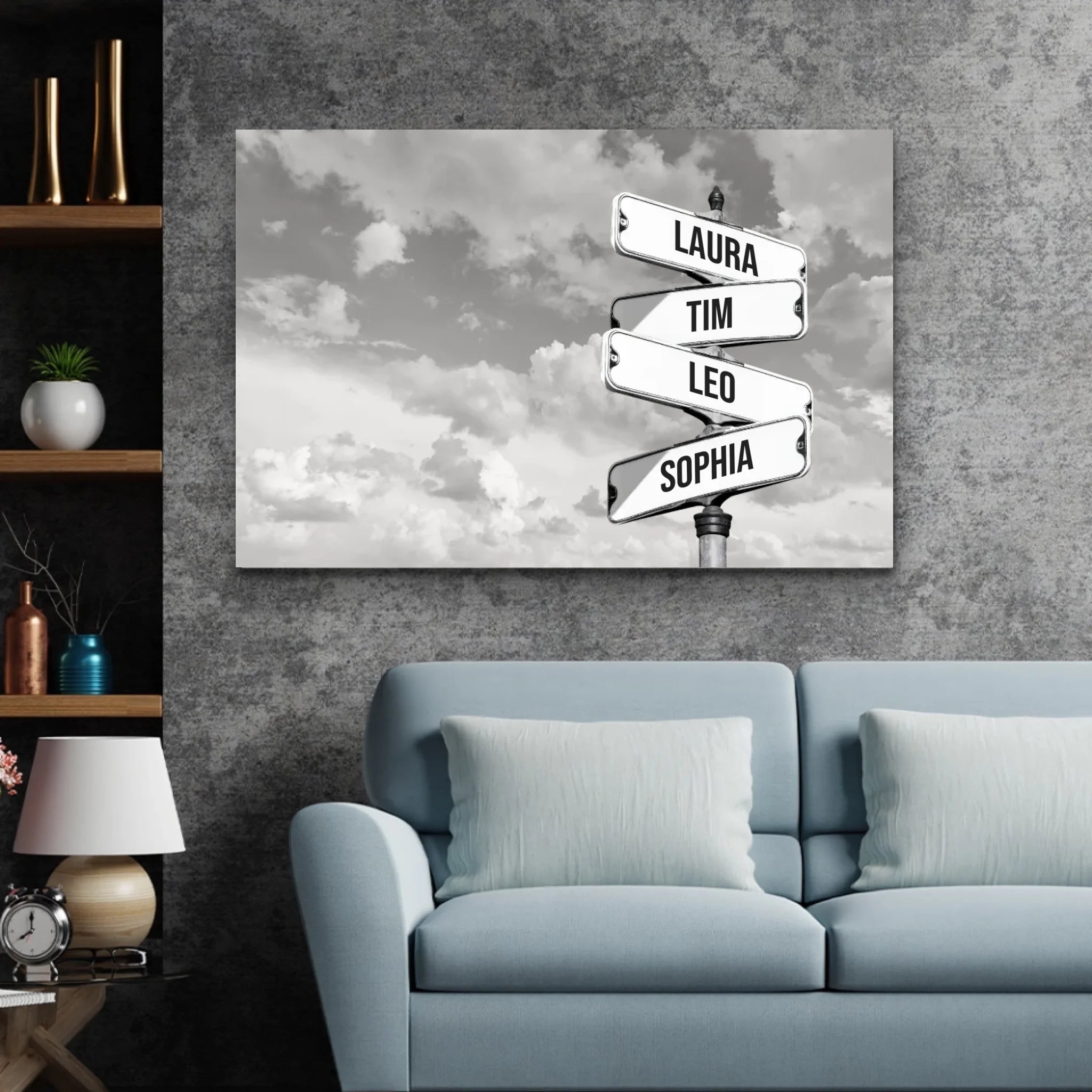 Personalisierte Leinwand "Vintage Straßenschild für Familien - Horizontal"