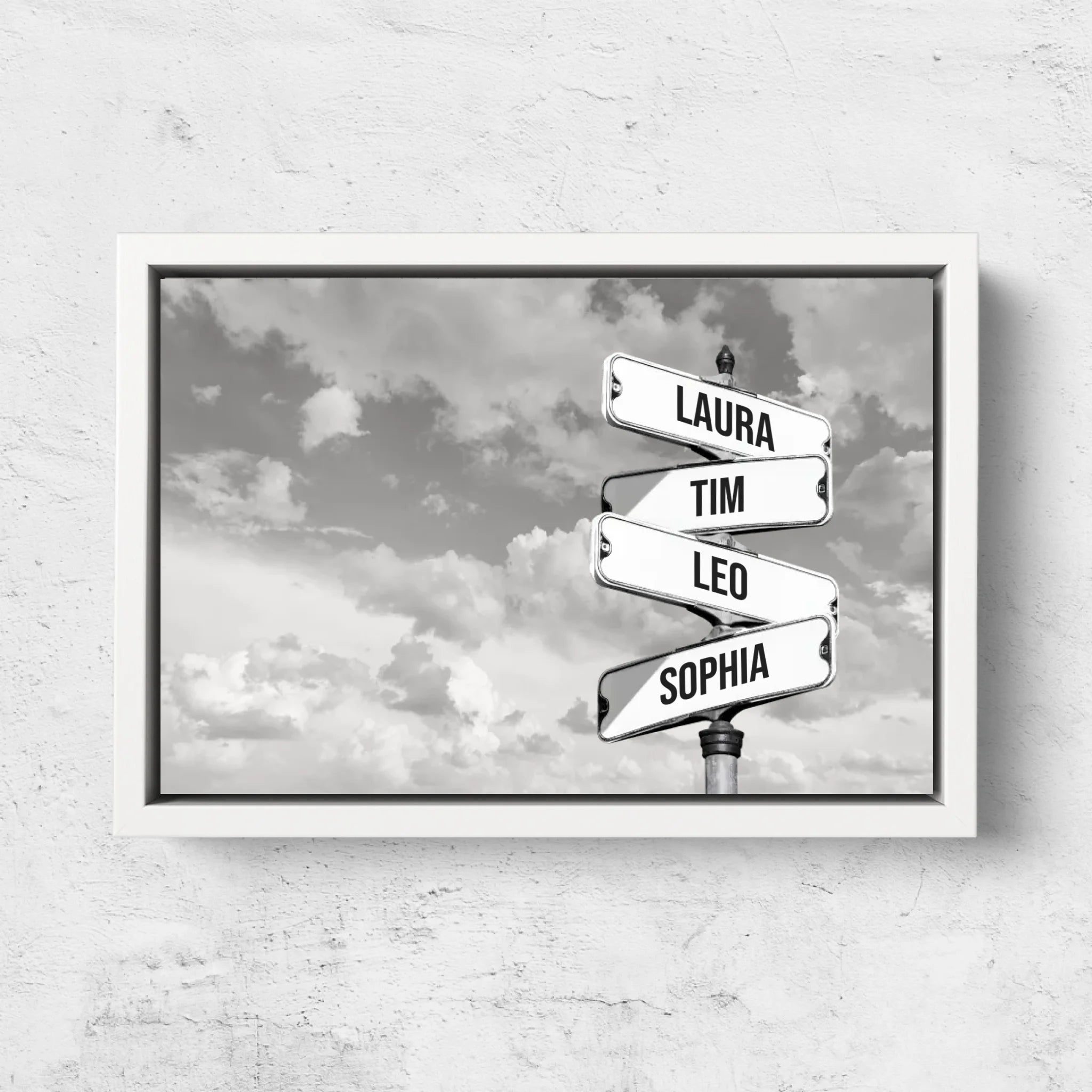 Personalisierte Leinwand "Vintage Straßenschild für Familien - Horizontal"