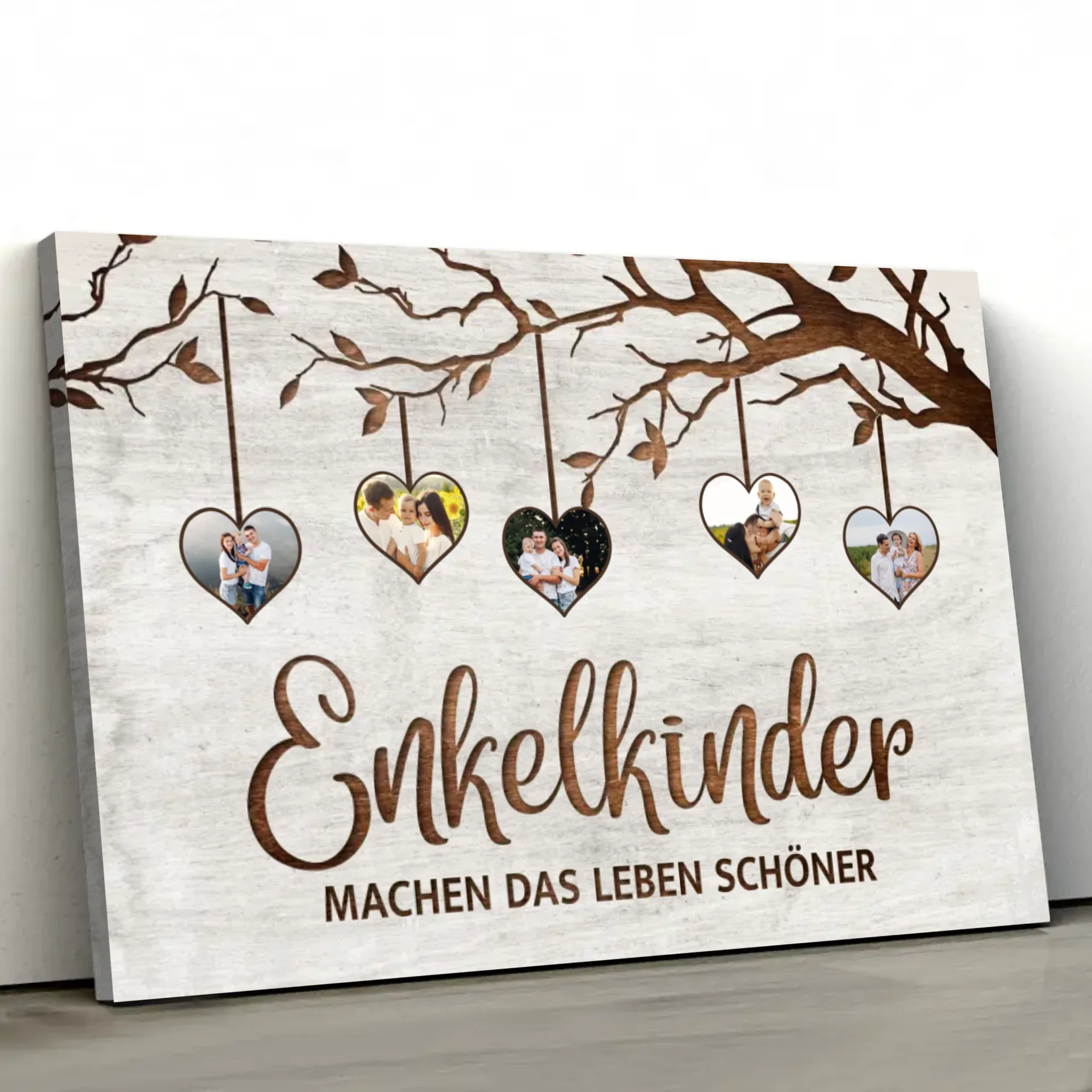 Personalisierte Leinwand "Familienbaum mit Bildern"
