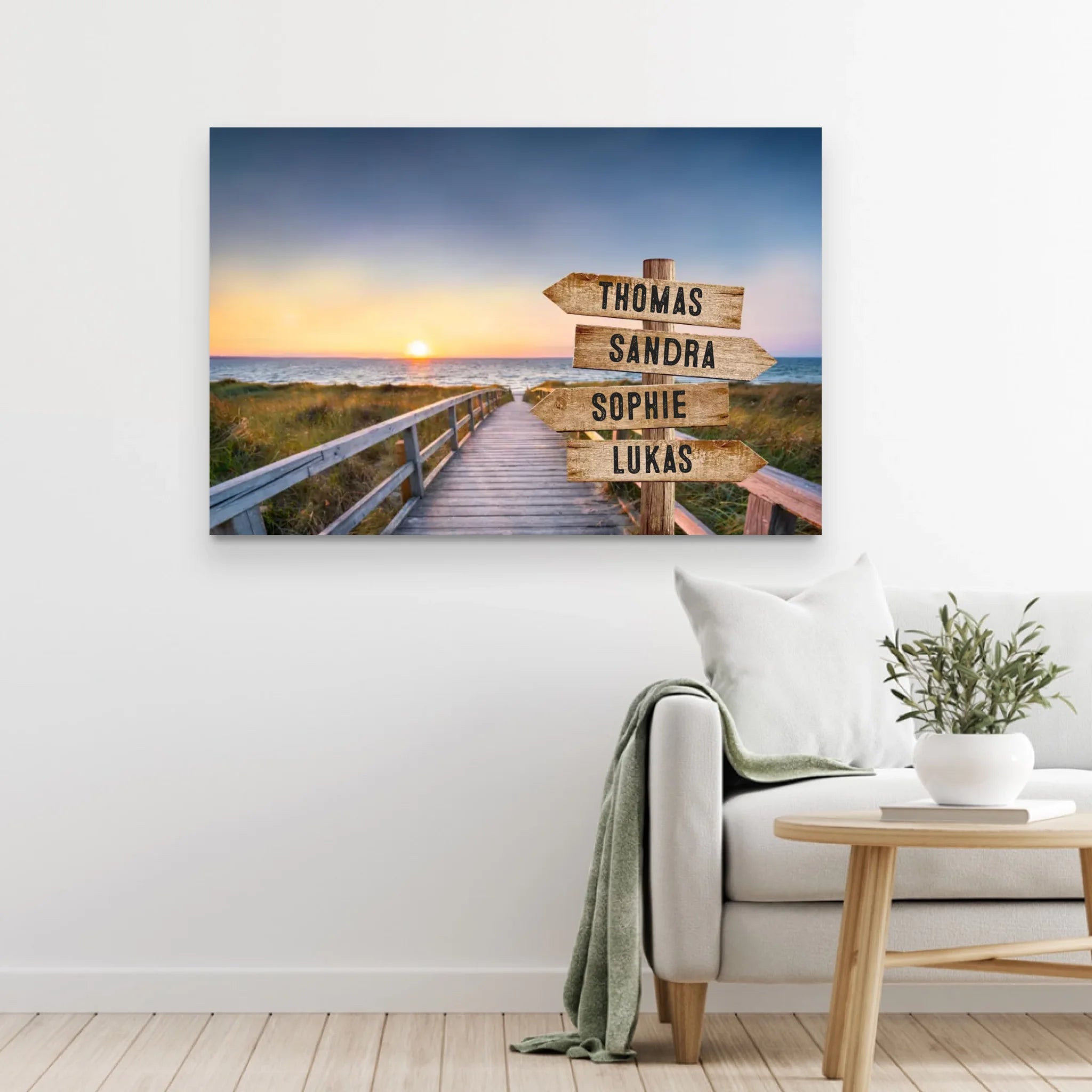 Personalisierte Leinwand "Wegweiser am Strandweg"