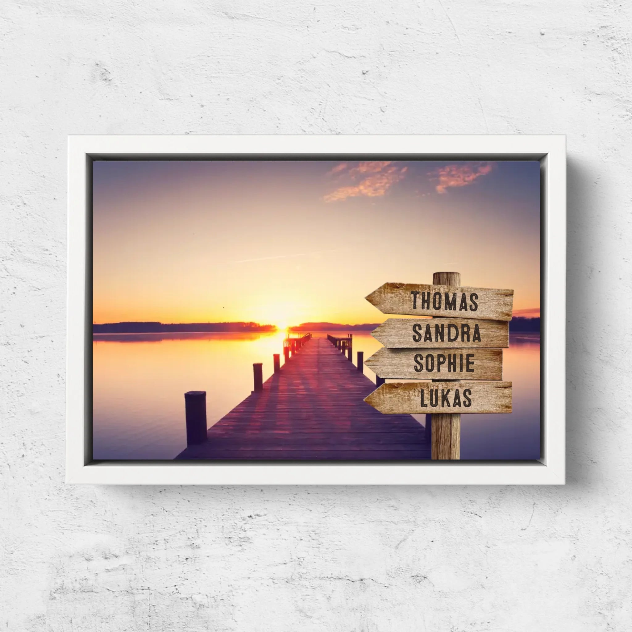 Personalisierte Leinwand "Wegweiser am Steg"