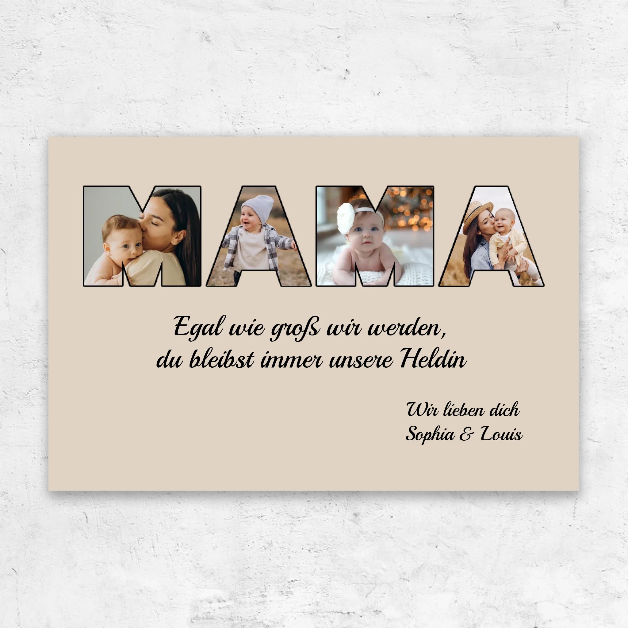 Personalisierte Leinwand "Mama bleibt meine Heldin"