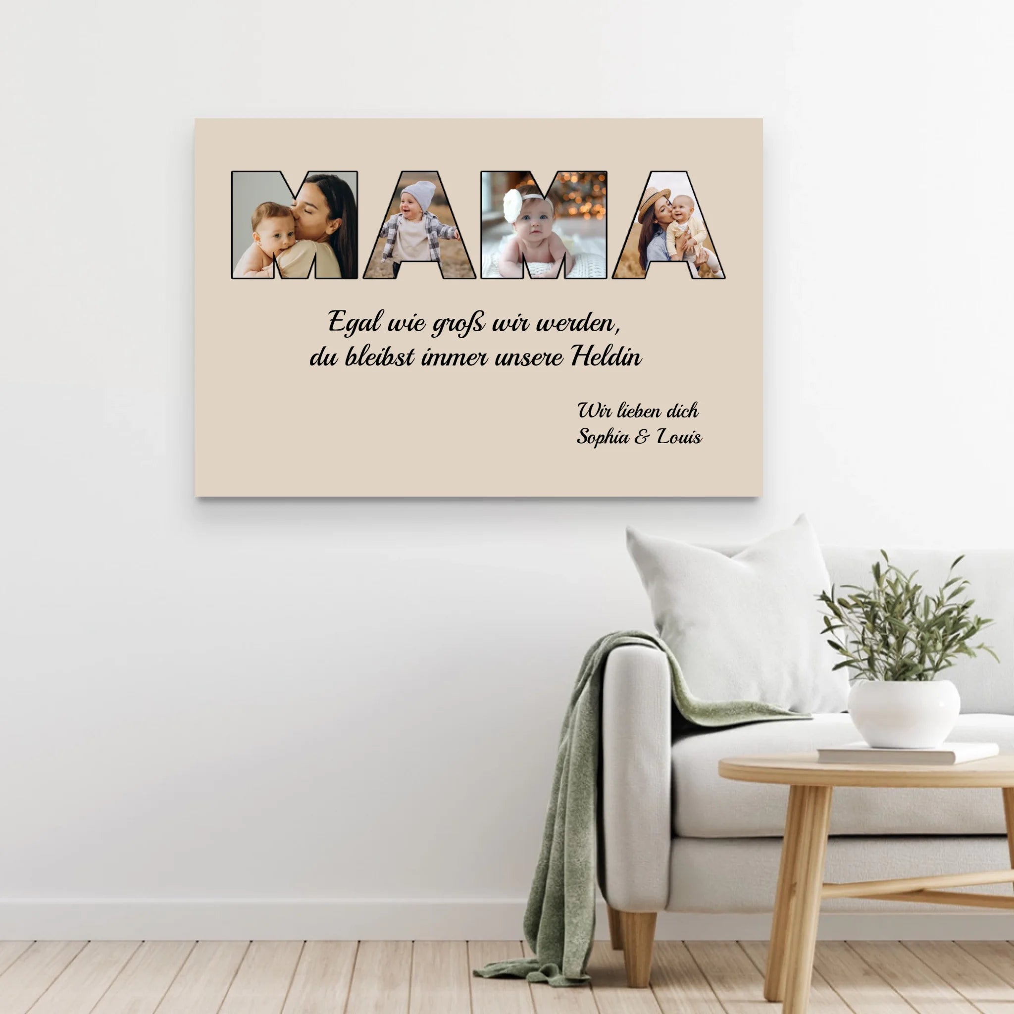 Personalisierte Leinwand "Mama bleibt meine Heldin"