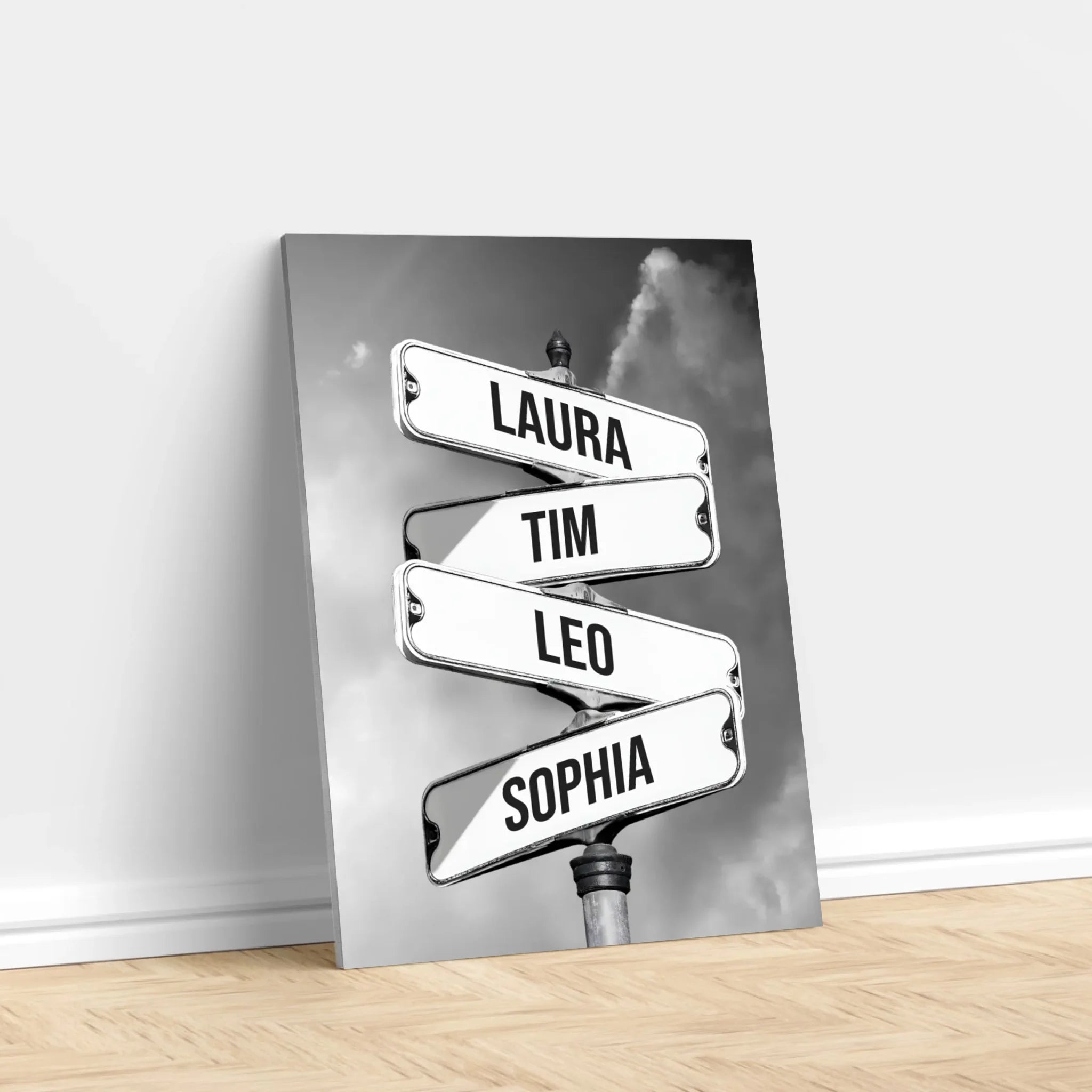 Personalisierte Leinwand "Vintage Straßenschild für Familien"