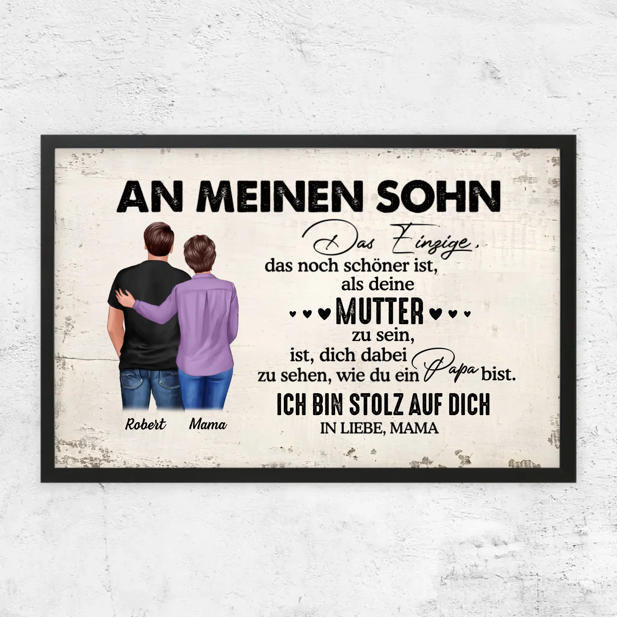 Personalisiertes Poster "Von Mutter zu Sohn - Vatertagsgeschenk"