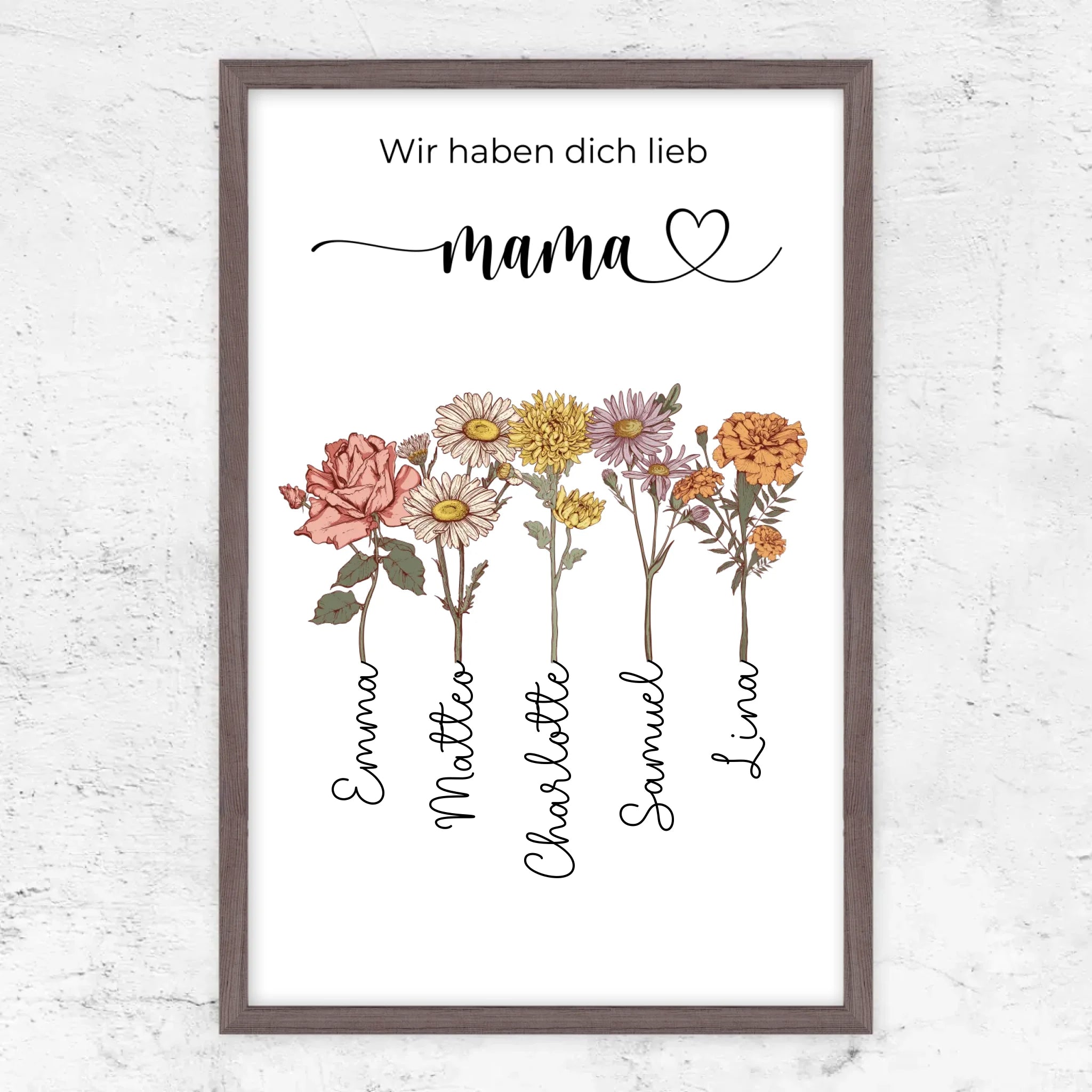 Personalisiertes Poster "Blumen für Mama - Wir haben dich lieb"