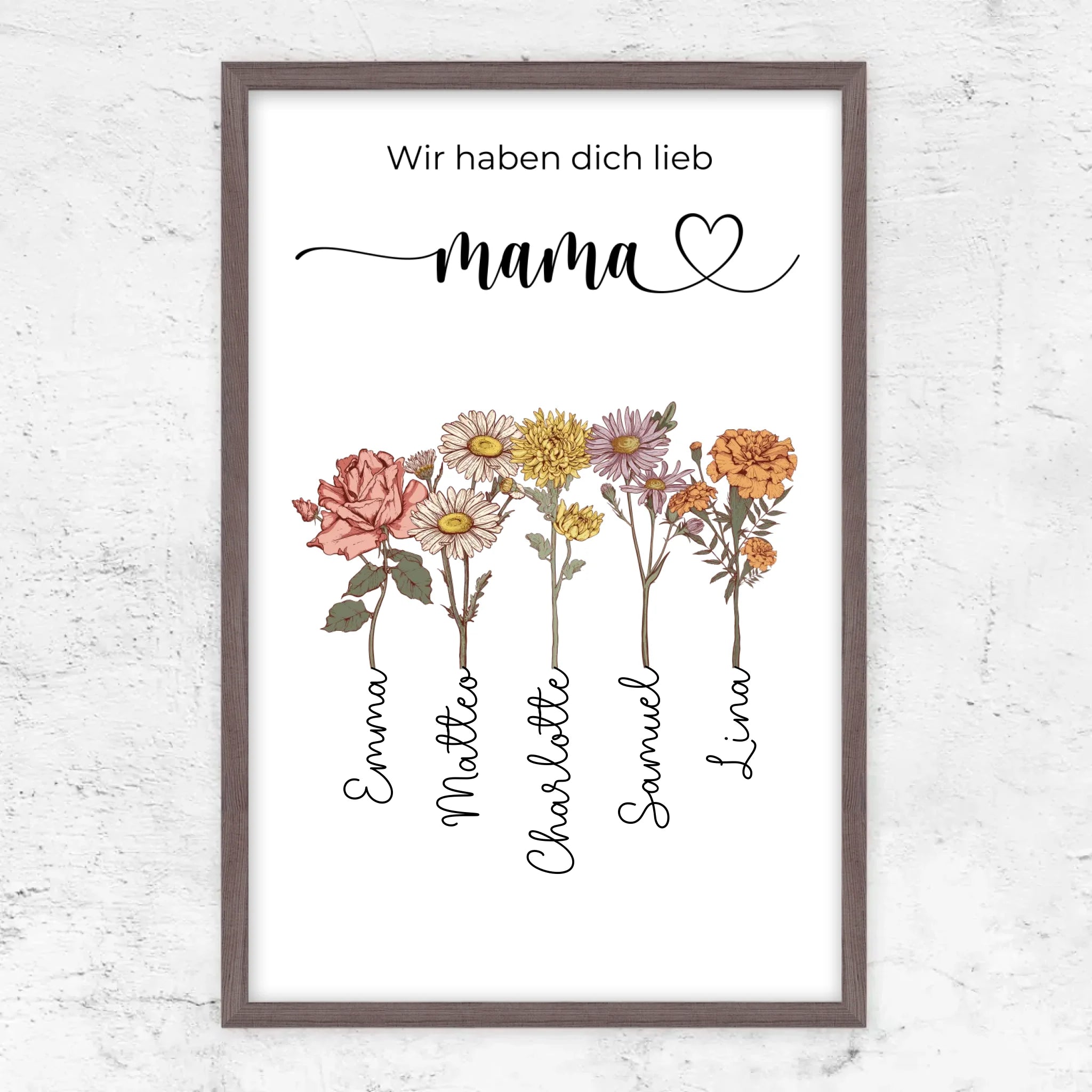 Personalisiertes Poster "Blumen für Mama - Wir haben dich lieb"