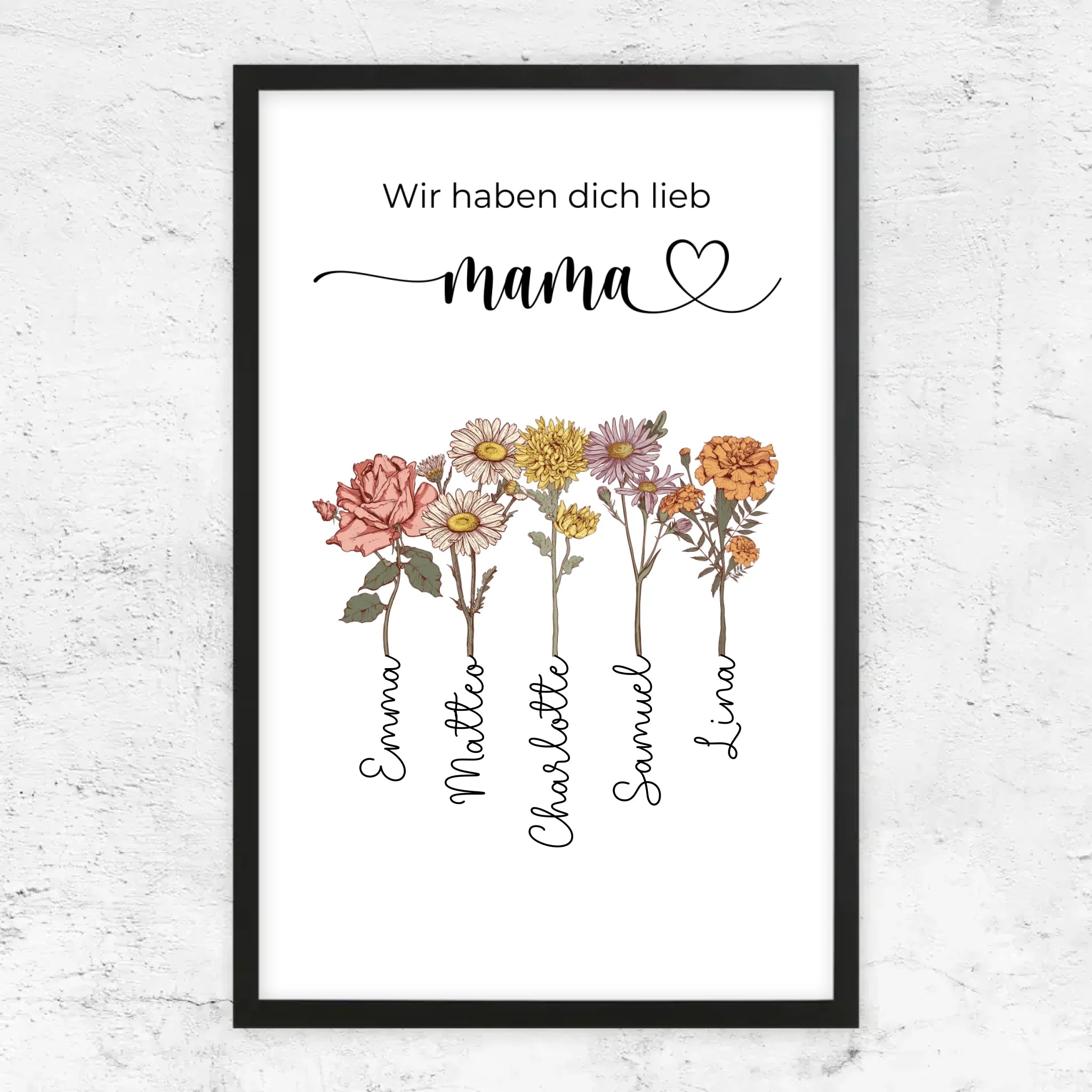 Personalisiertes Poster "Blumen für Mama - Wir haben dich lieb"
