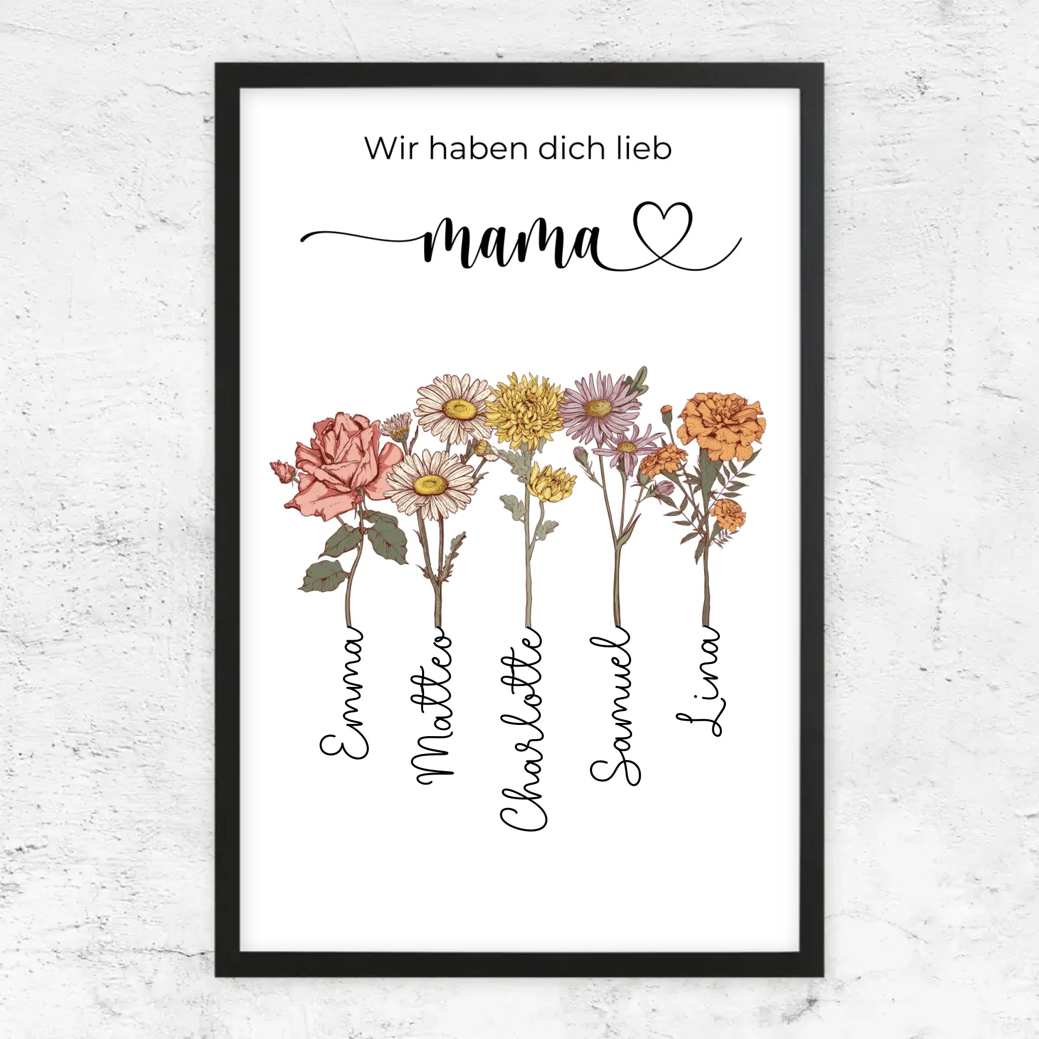 Personalisiertes Poster "Blumen für Mama - Wir haben dich lieb"
