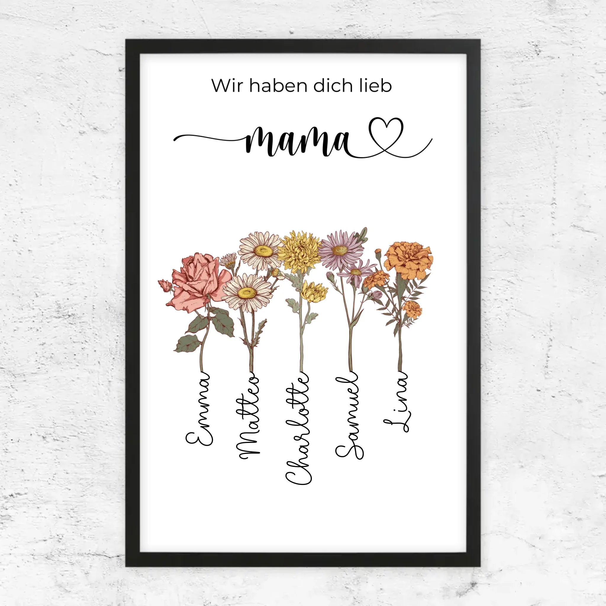 Personalisiertes Poster "Blumen für Mama - Wir haben dich lieb"