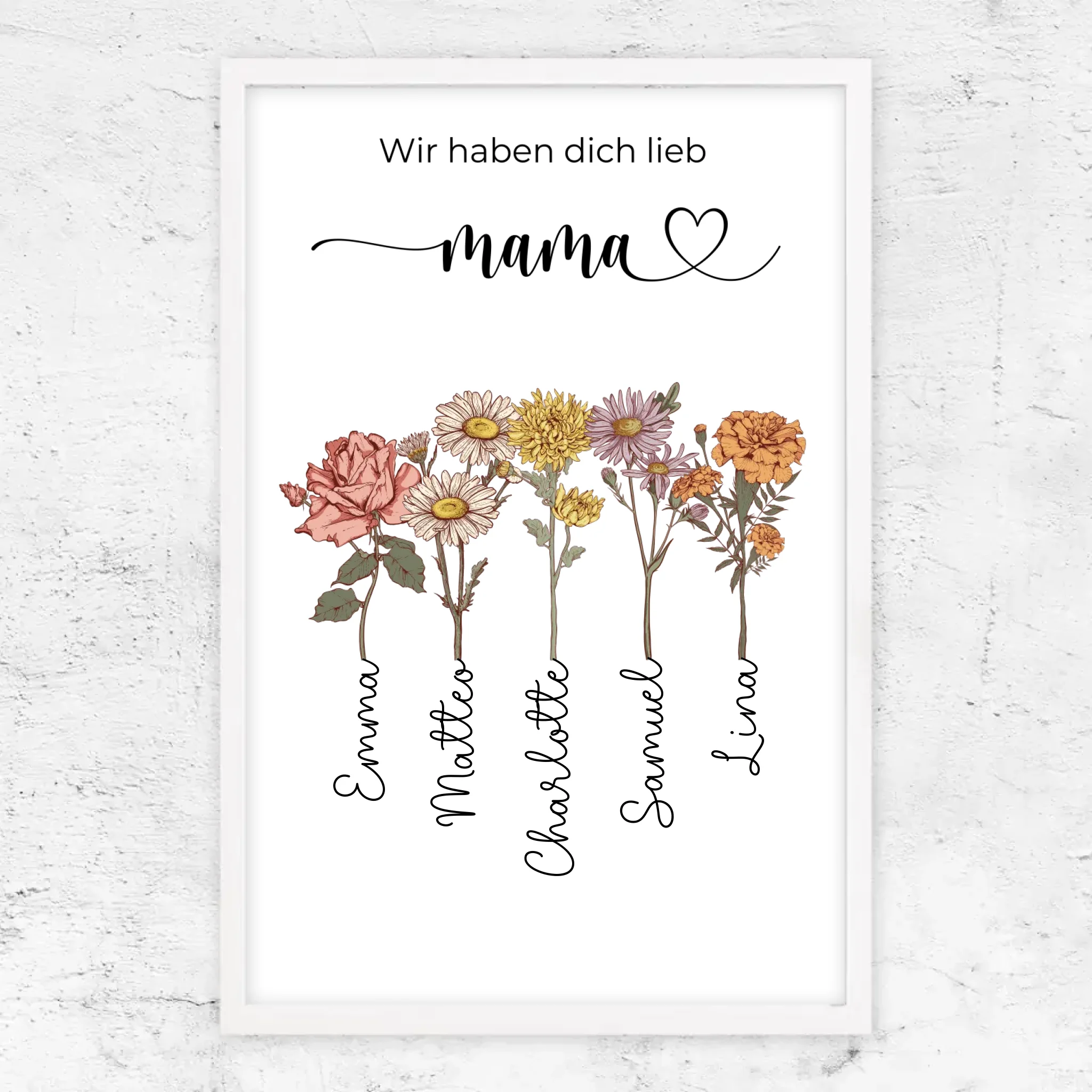 Personalisiertes Poster "Blumen für Mama - Wir haben dich lieb"