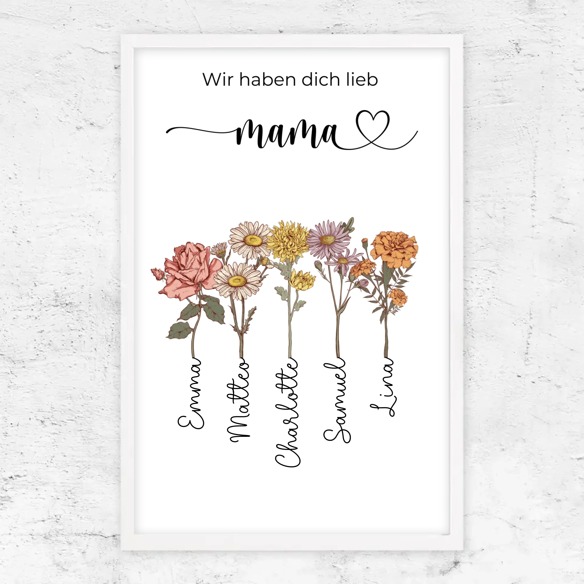 Personalisiertes Poster "Blumen für Mama - Wir haben dich lieb"