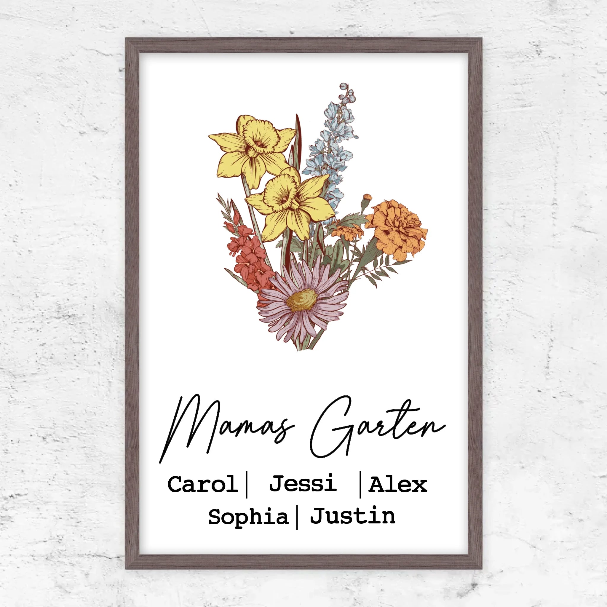 Personalisiertes Poster "Blumenstraus aus Geburtsblumen"