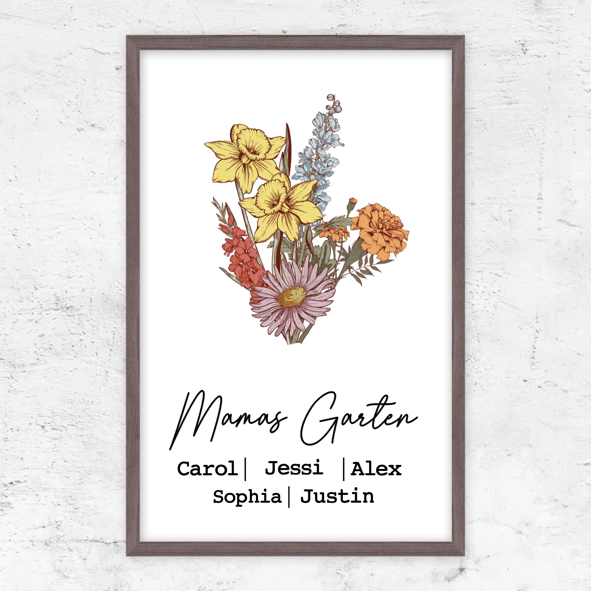 Personalisiertes Poster "Blumenstraus aus Geburtsblumen"