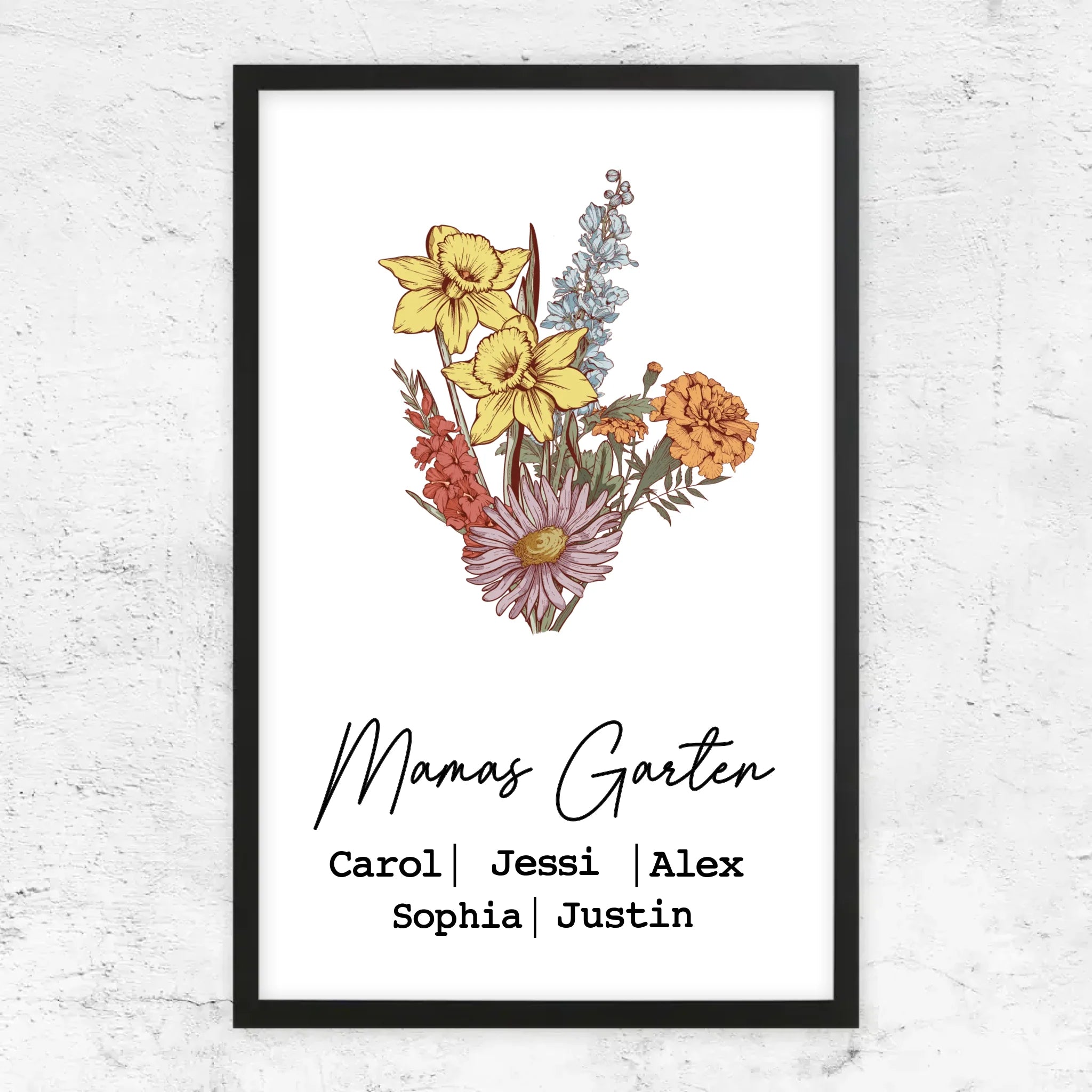 Personalisiertes Poster "Blumenstraus aus Geburtsblumen"