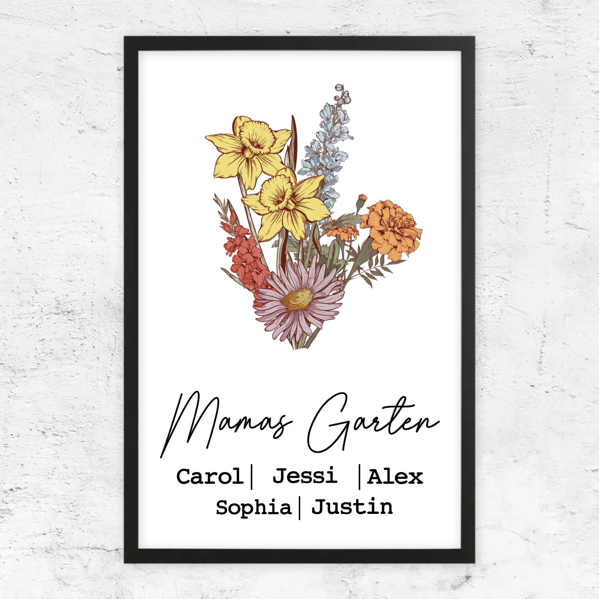 Personalisiertes Poster "Blumenstraus aus Geburtsblumen"