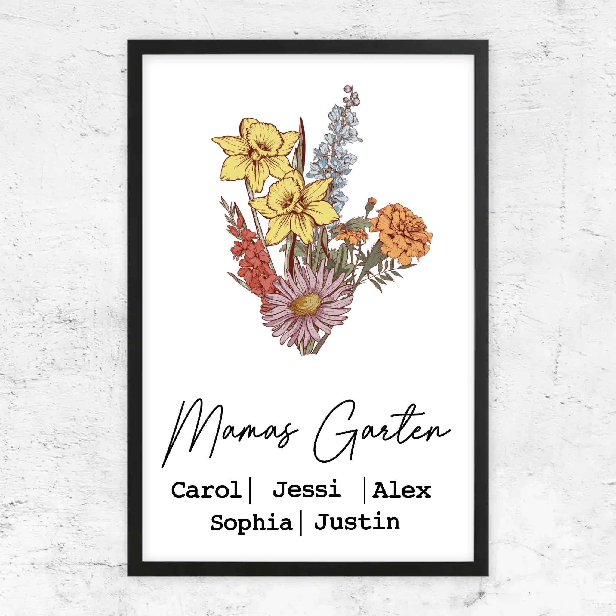 Personalisiertes Poster "Blumenstraus aus Geburtsblumen"