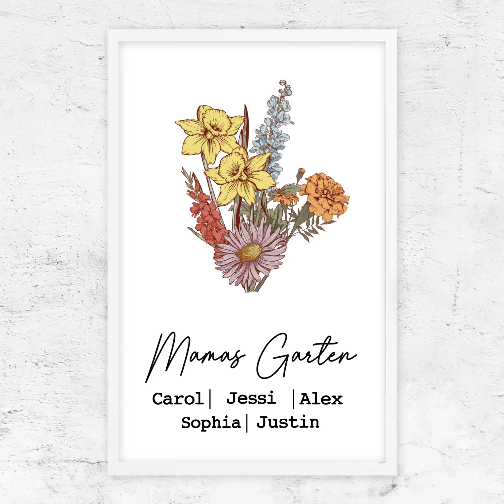 Personalisiertes Poster "Blumenstraus aus Geburtsblumen"