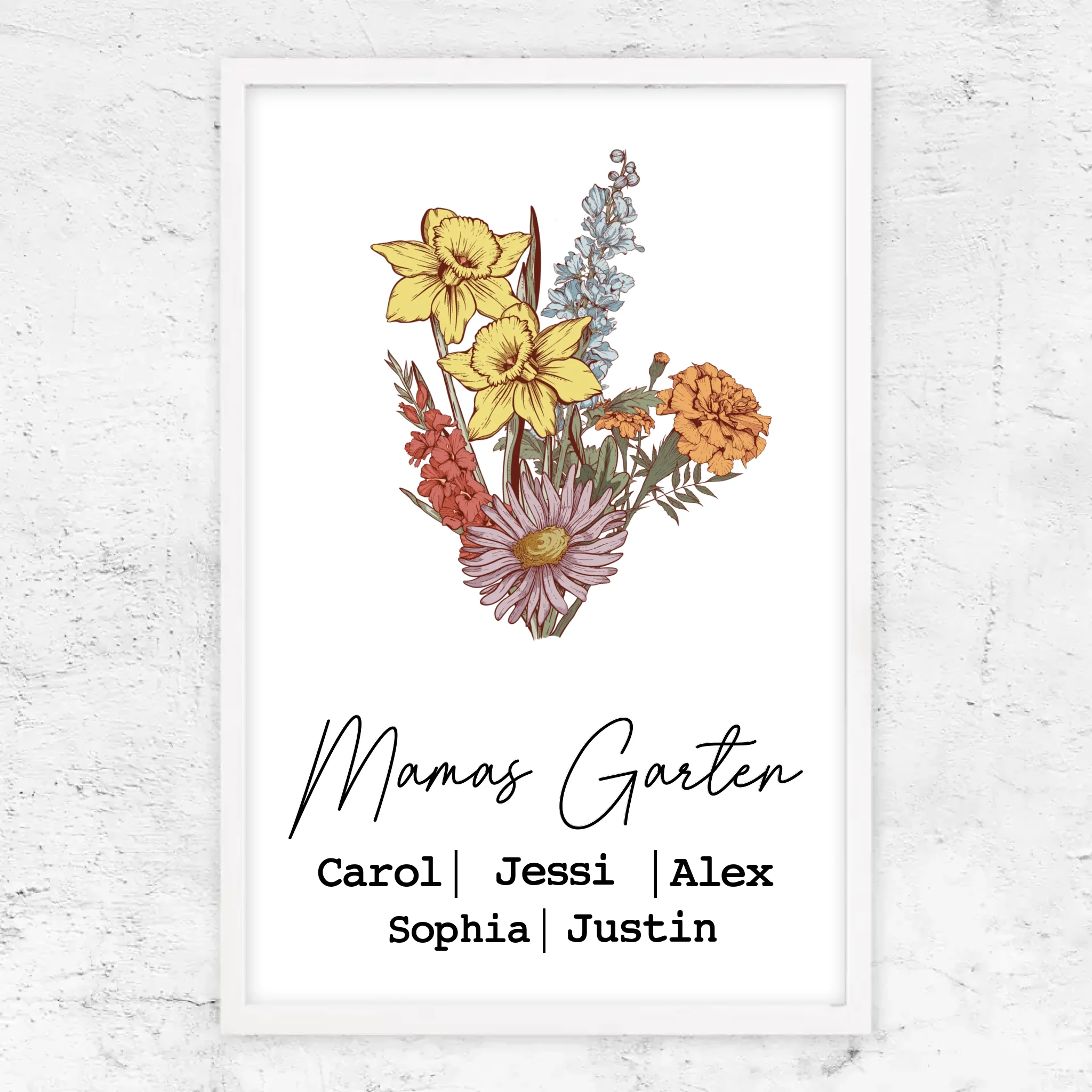 Personalisiertes Poster "Blumenstraus aus Geburtsblumen"