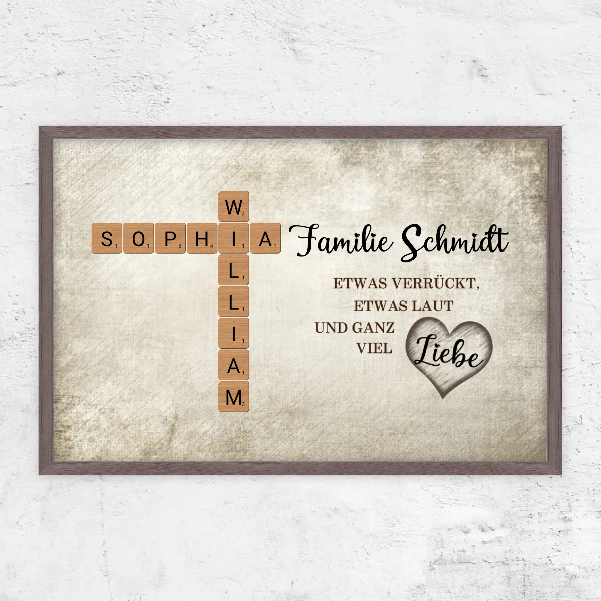 Personalisiertes Poster "Etwas verrückt, etwas laut und ganz viel Liebe - Kreuzworträtsel"