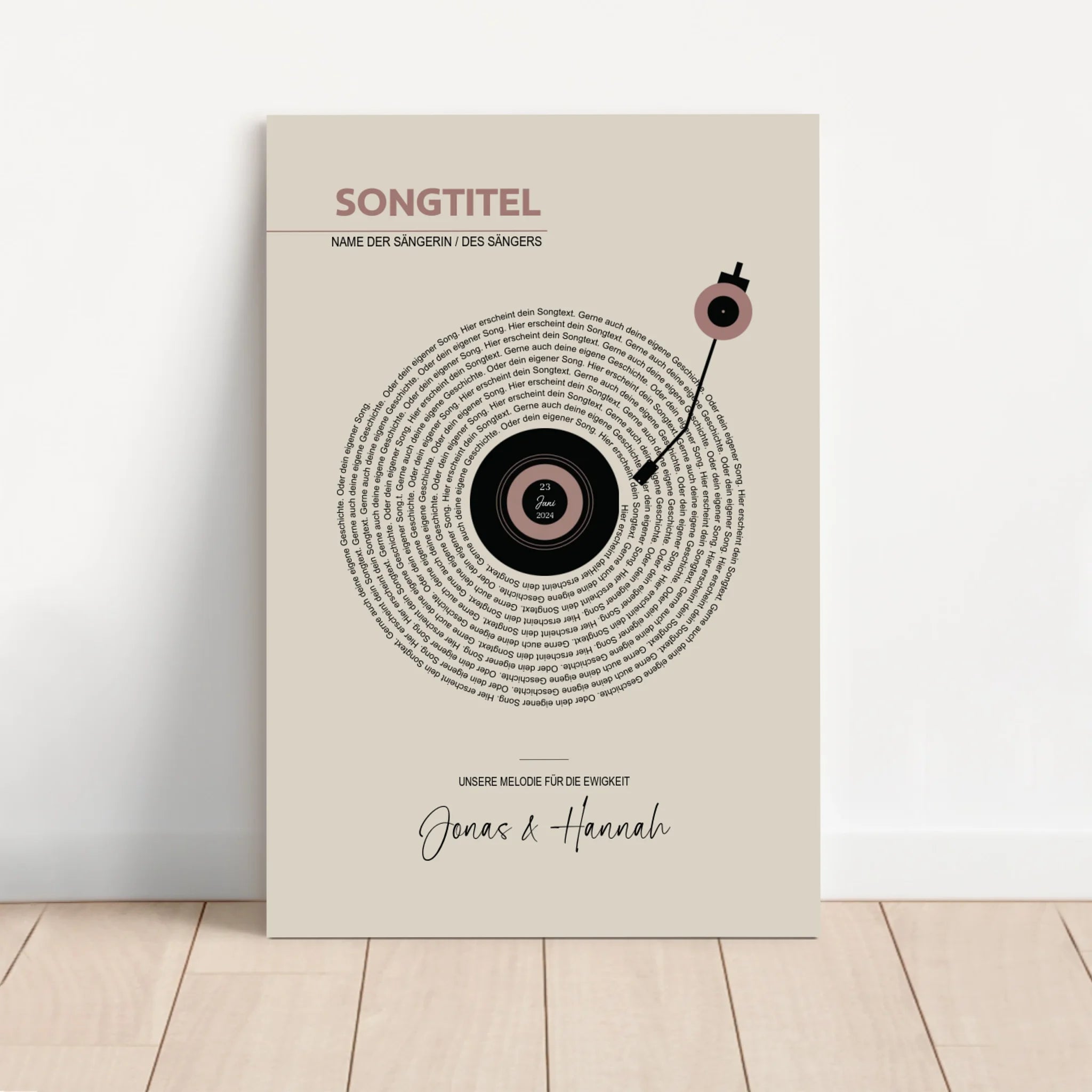 Personalisierte Leinwand – Retro-Vinyl-Songtexte