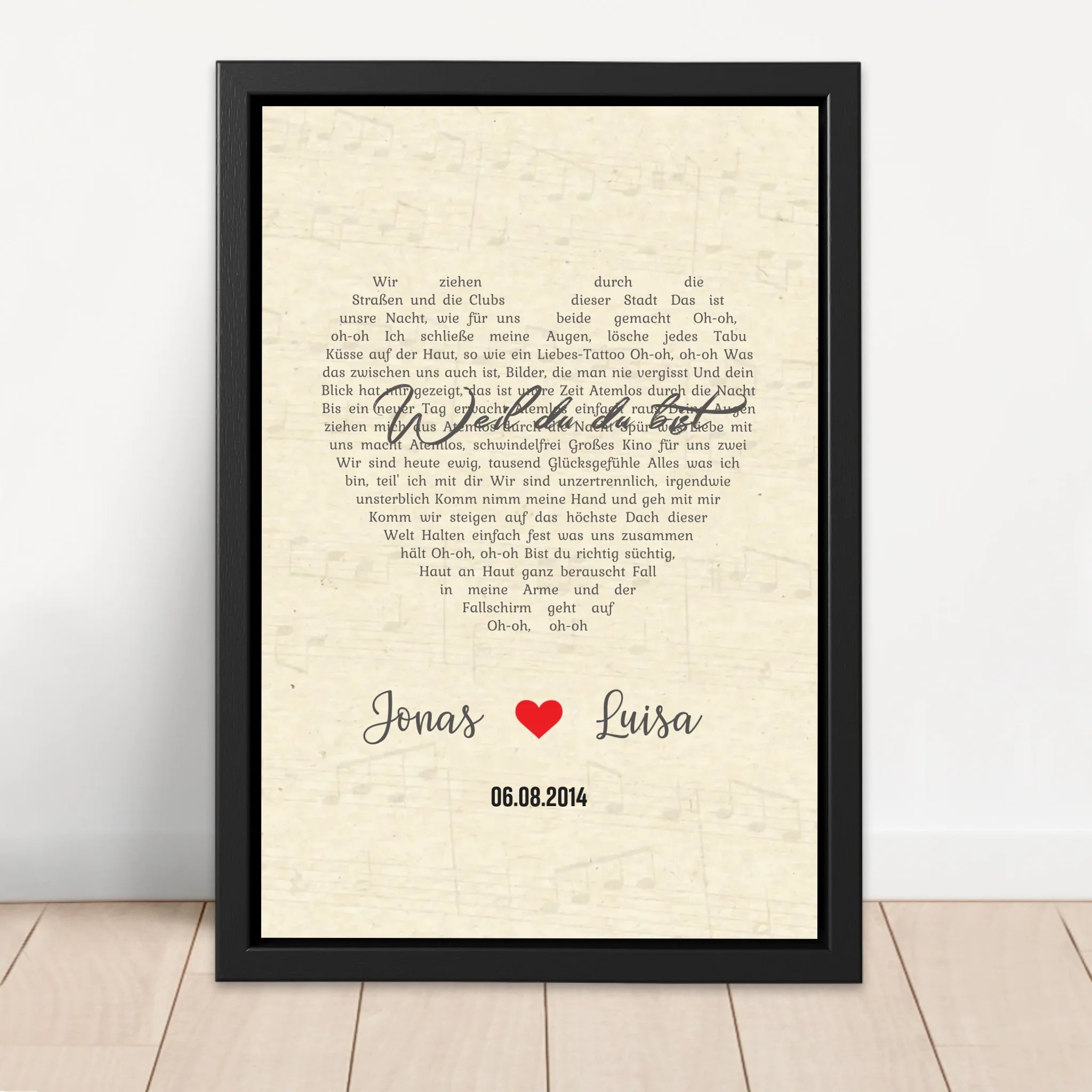Personalisierte Leinwand – Individuelles herzförmiges Lied-vertikal