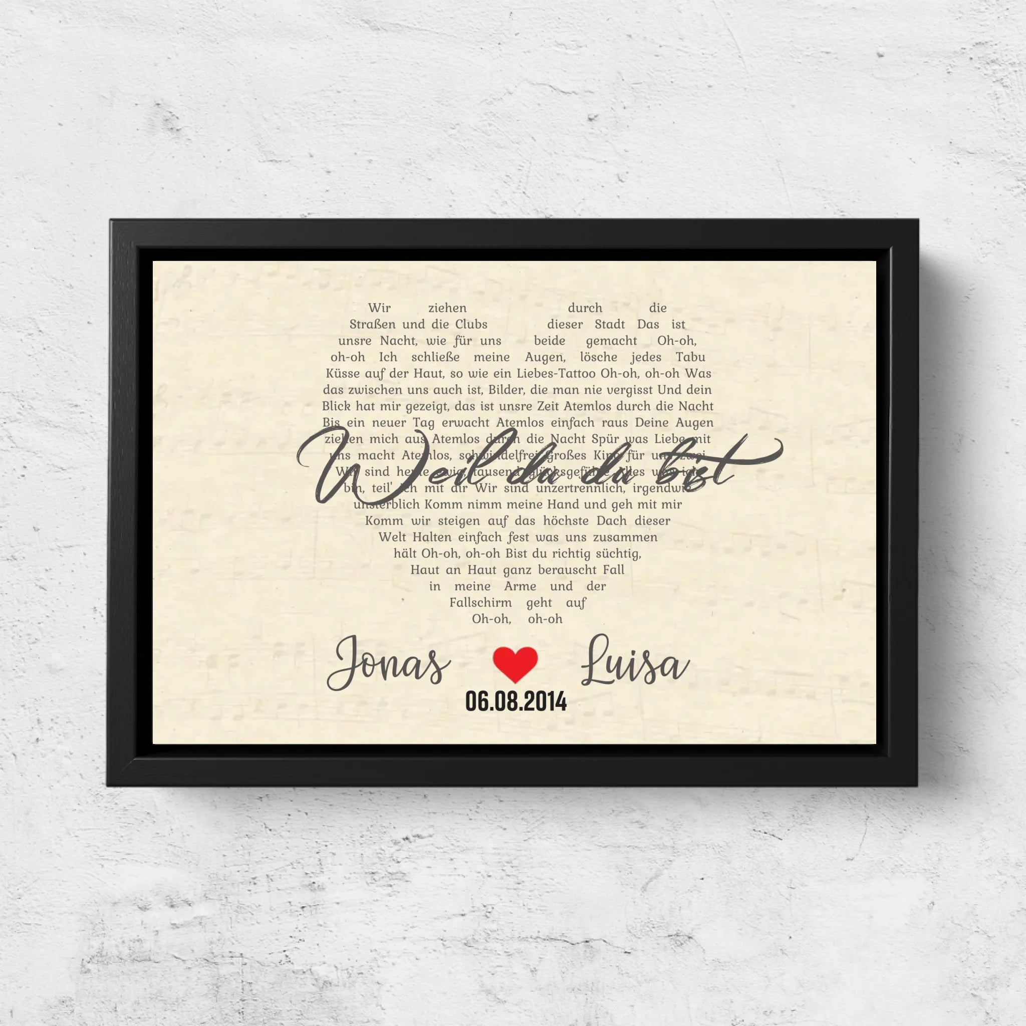 Personalisierte Leinwand – Individuelles herzförmiges Lied