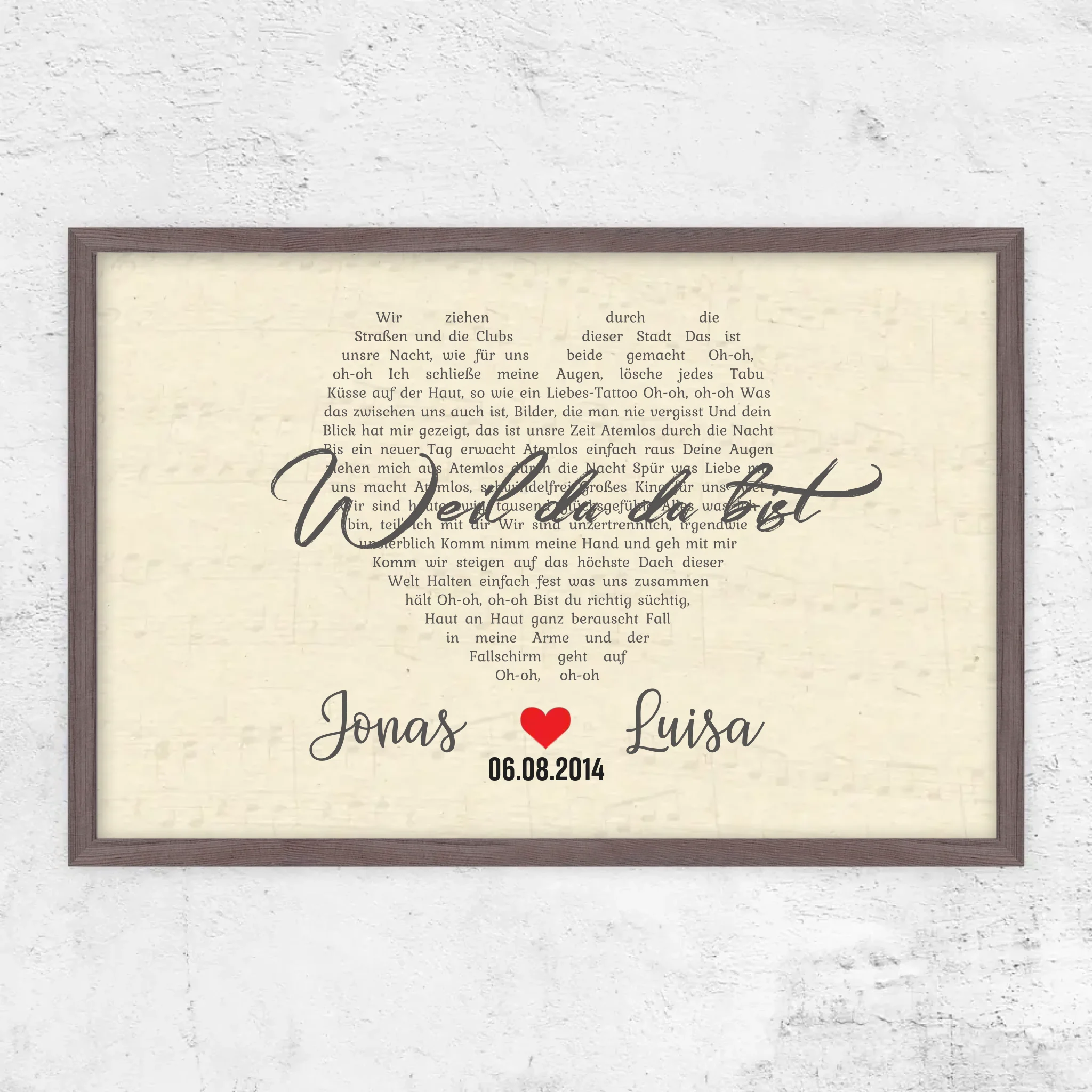 Personalisiertes Poster – Individuelles herzförmiges Lied