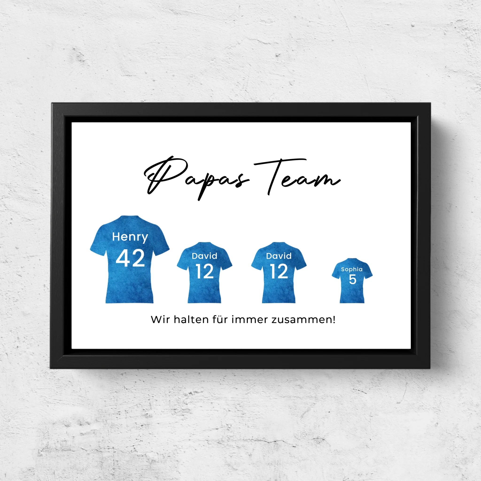 Personalisierte Leinwand "Papas Fußball Team mit personalisierbarer Trikot Farbe"
