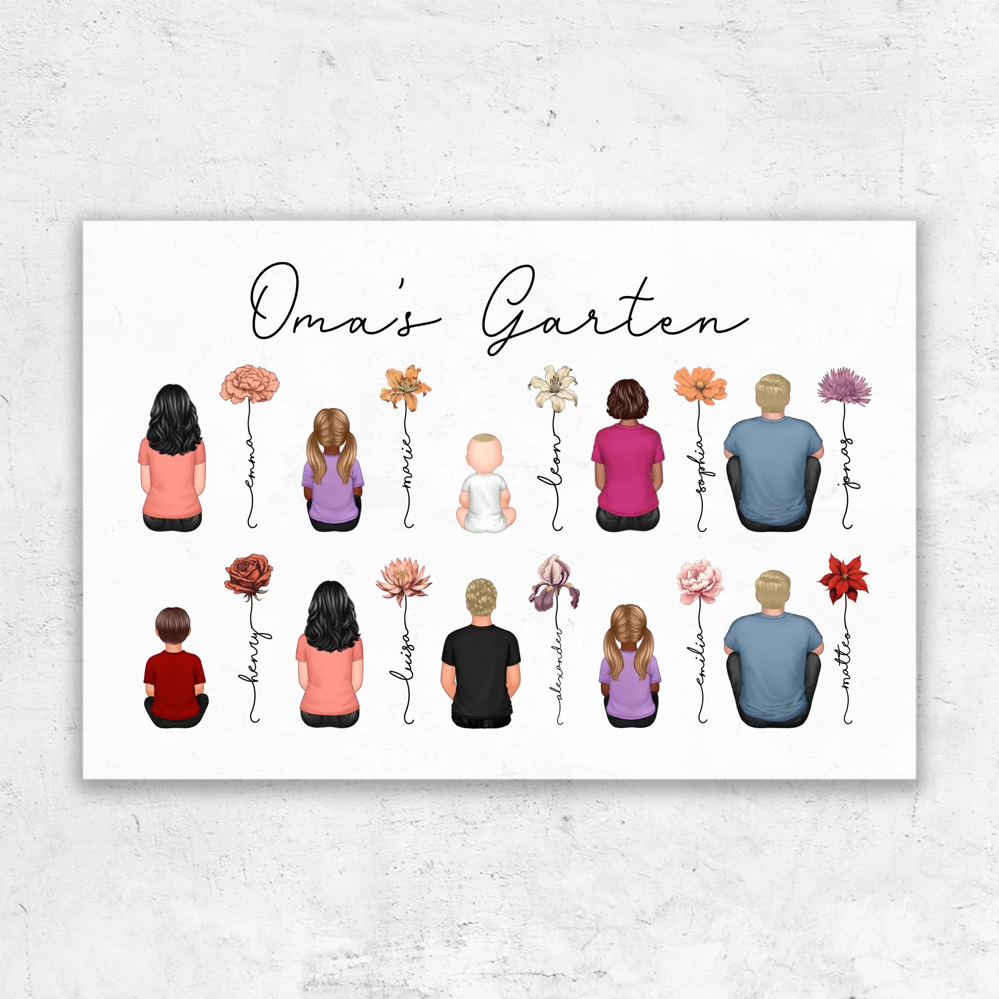 Personalisierte Leinwand – Vintage-Geburtsmonatsblumen-Garten