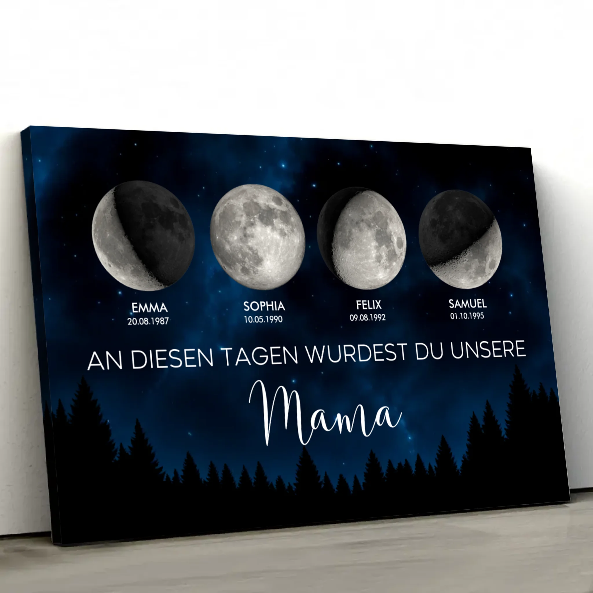 Personalisierte Leinwand "Mondphase - An diesen Tagen wurdest du unsere Mama"
