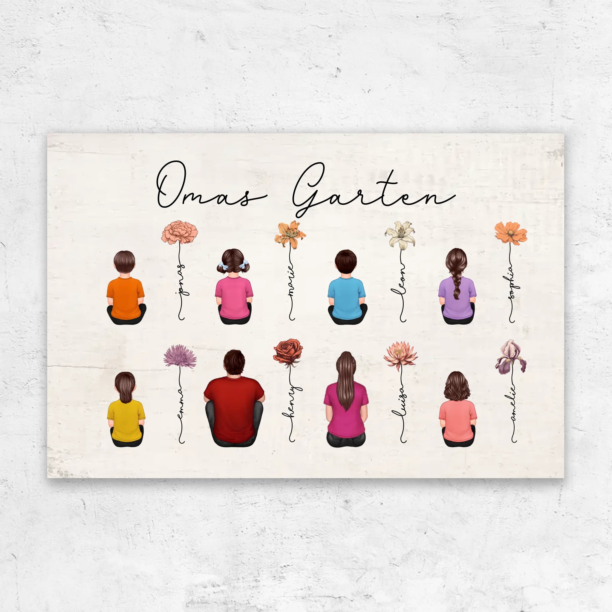 Personalisierte Leinwand – Vintage-Geburtsmonatsblumen-Garten