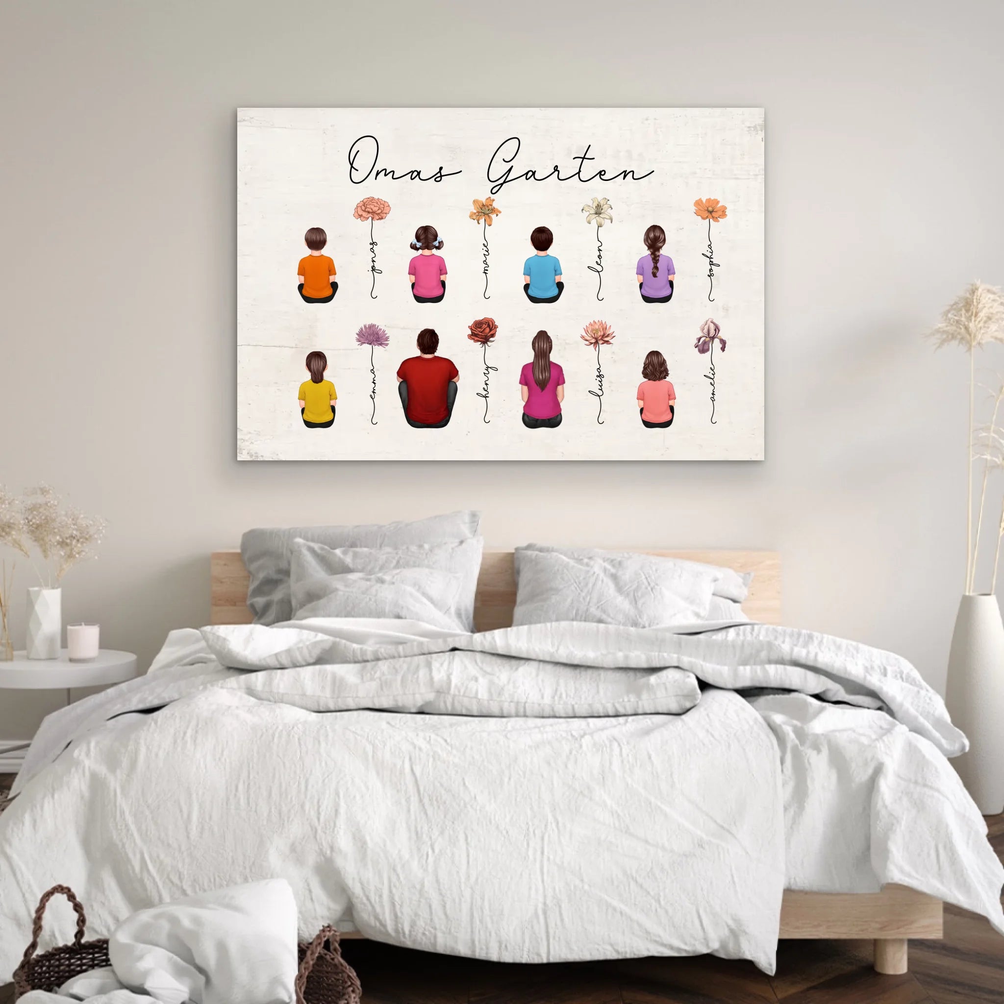 Personalisierte Leinwand – Vintage-Geburtsmonatsblumen-Garten