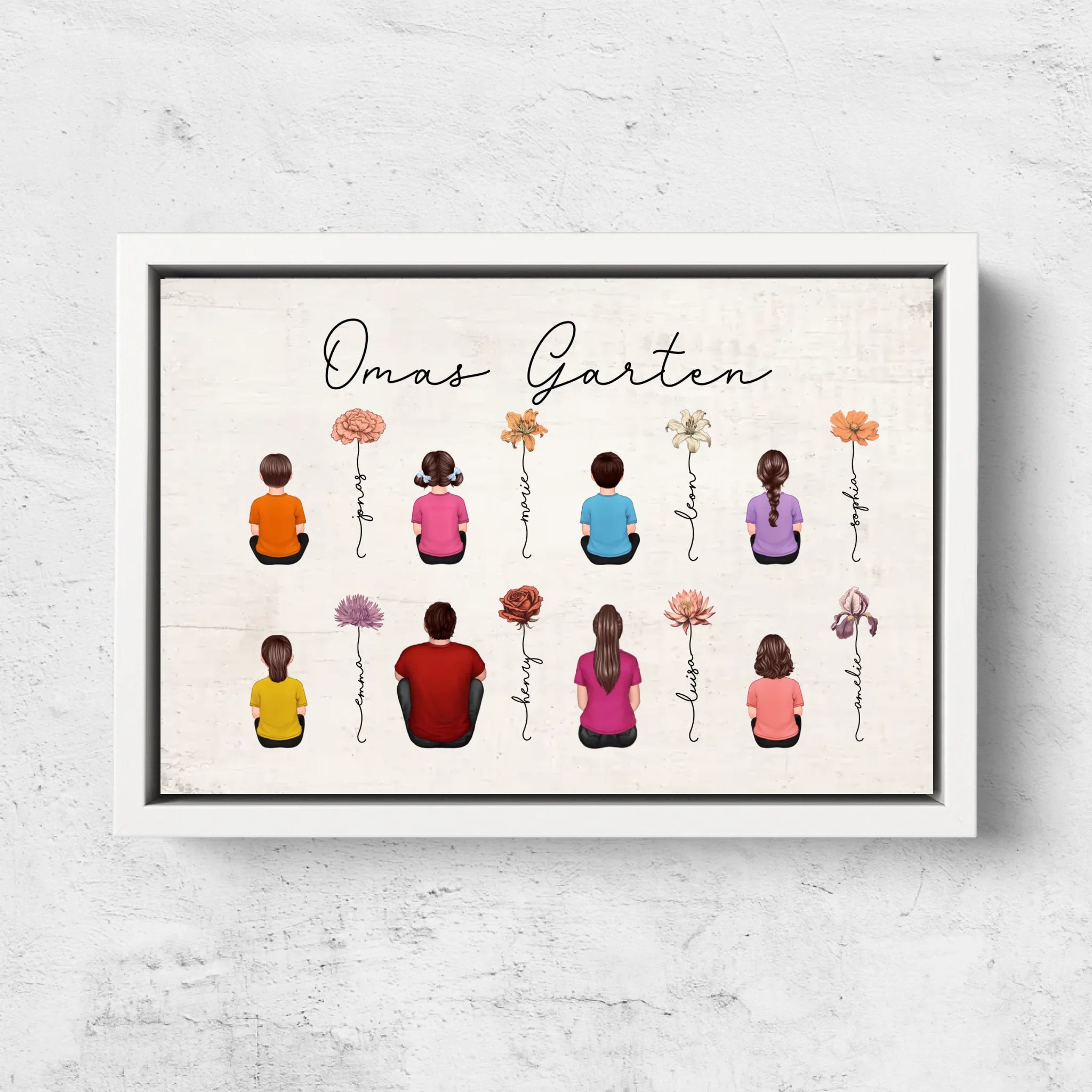 Personalisierte Leinwand – Vintage-Geburtsmonatsblumen-Garten