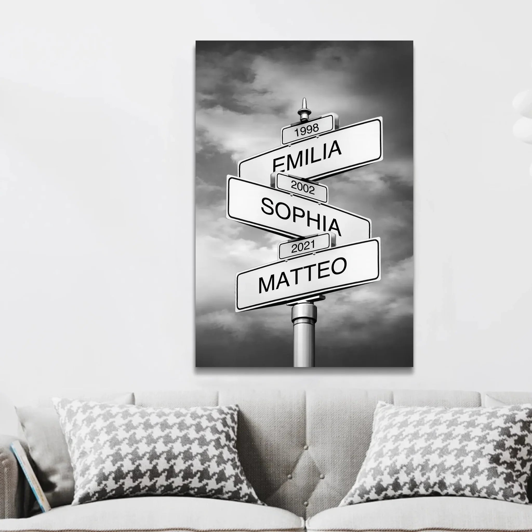Personalisierte Leinwand – Straßenschild mit Familienname und Datum