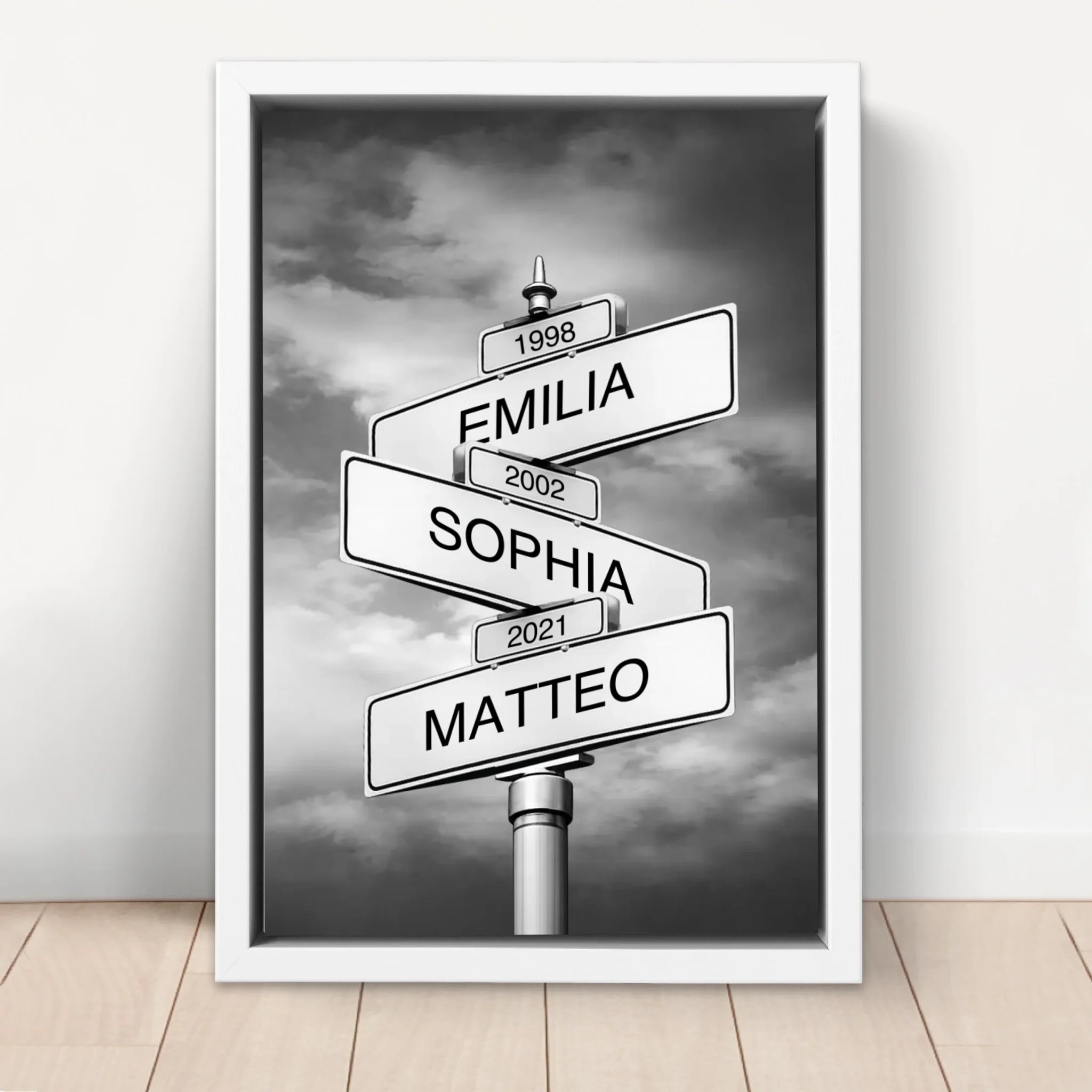 Personalisierte Leinwand – Straßenschild mit Familienname und Datum