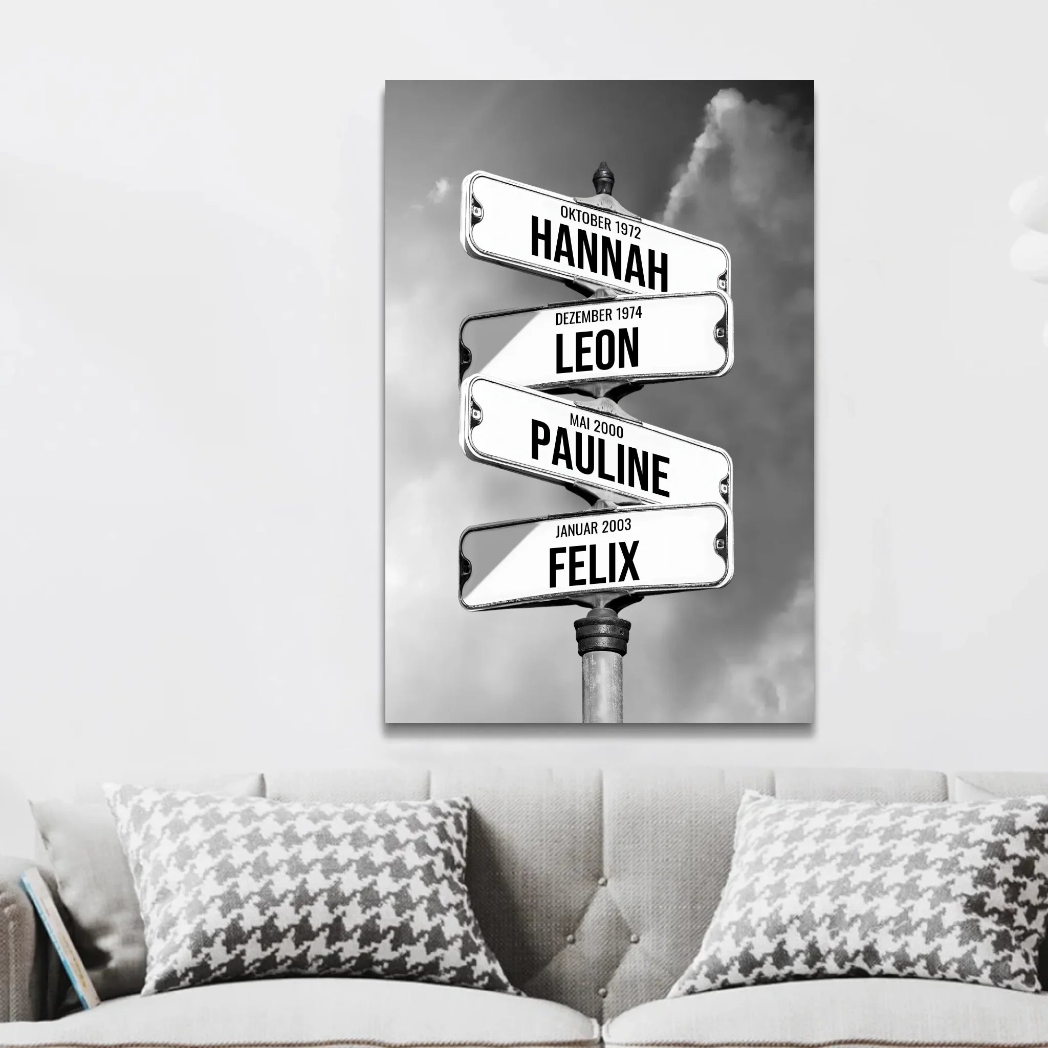 Personalisierte Leinwand – Straßenschilder mit Familiennamen