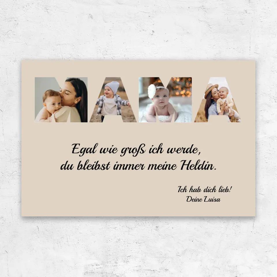 Personalisierte Leinwand "Mama bleibt meine Heldin"