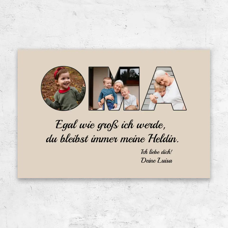 Personalisierte Leinwand "Oma bleibt meine Heldin"