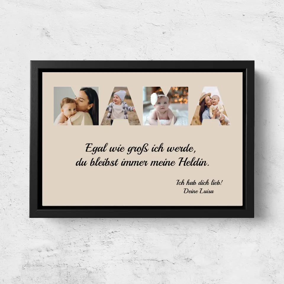 Personalisierte Leinwand "Mama bleibt meine Heldin"