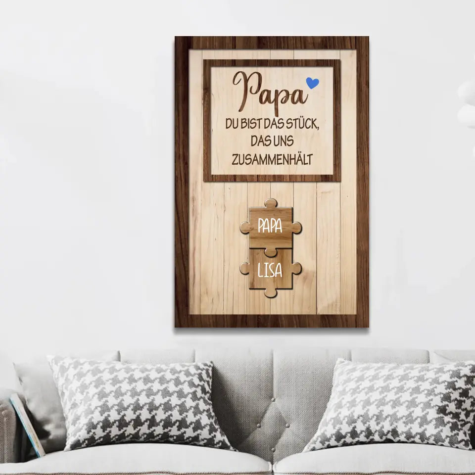 Personalisierte Leinwand "Papa hält uns zusammen"