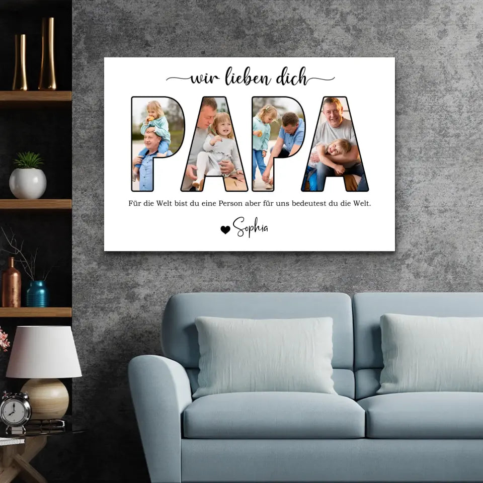 Personalisierte Leinwand "Papa, wir lieben dich"