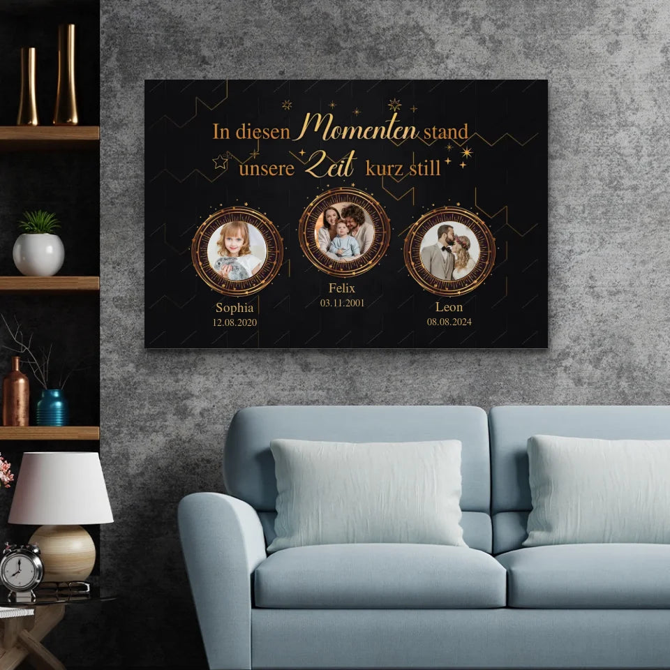 Personalisierte Leinwand "Goldene Momente"