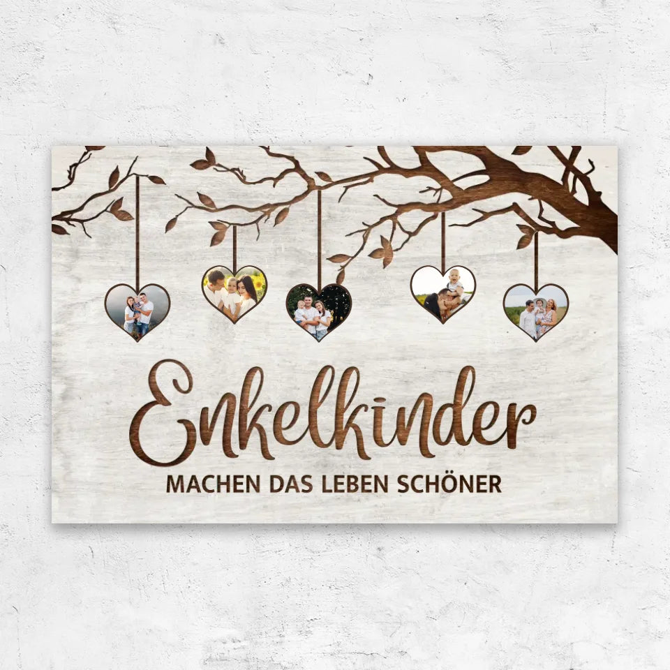 Personalisierte Leinwand "Familienbaum mit Bildern"