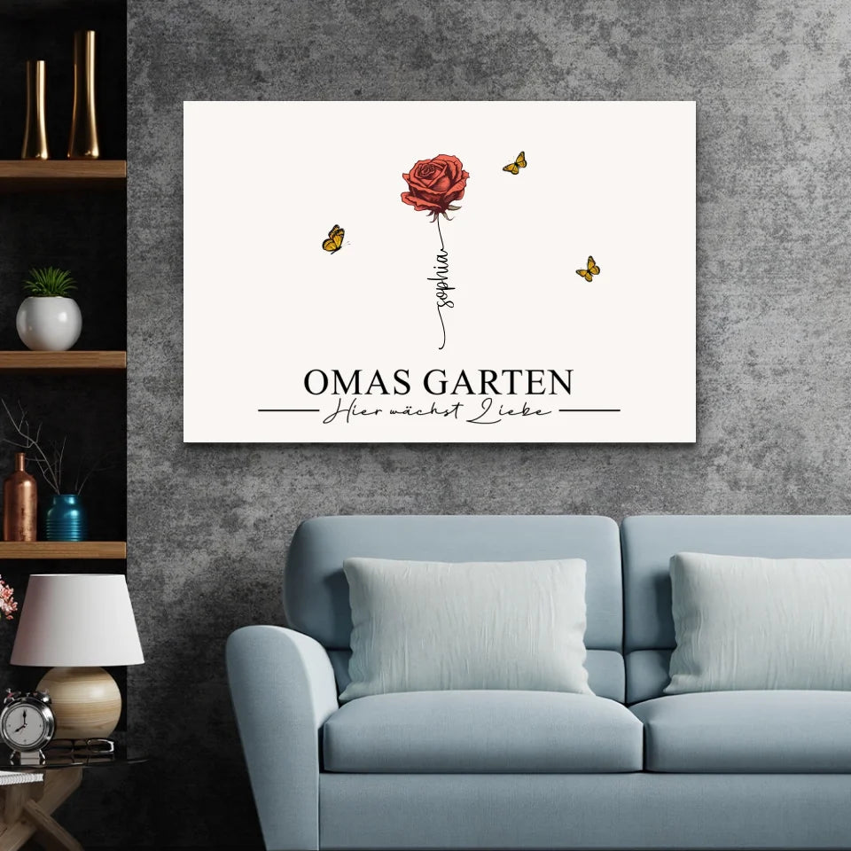 Personalisierte Leinwand "Omas Garten"