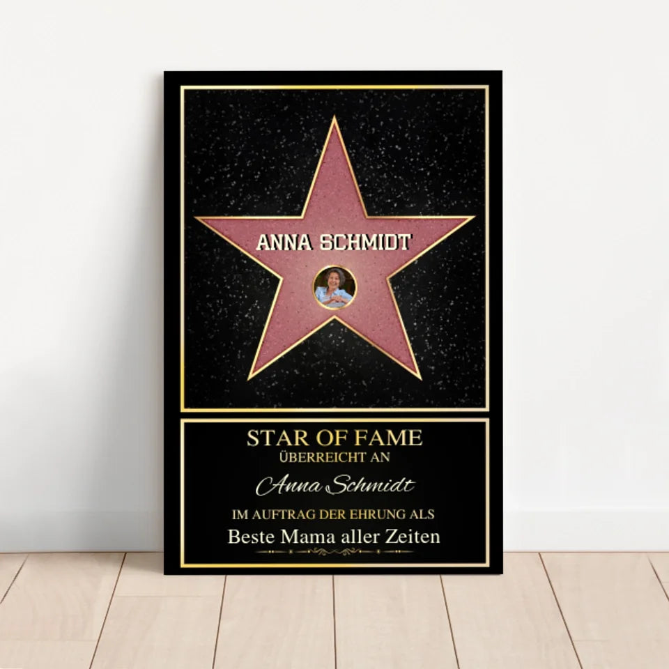 Personalisierte Leinwand "Star of Fame - mit eigenem Foto"